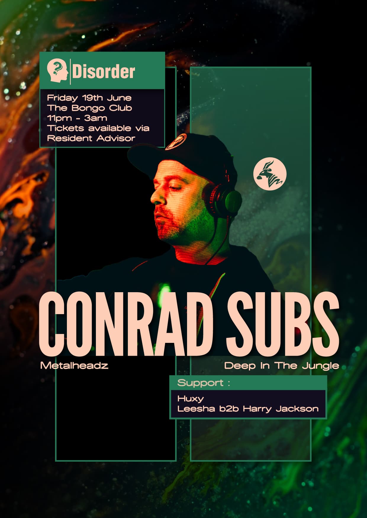 Disorder presents: Conrad Subs (Metalheadz / Deep In The Jungle) at The Bongo Club