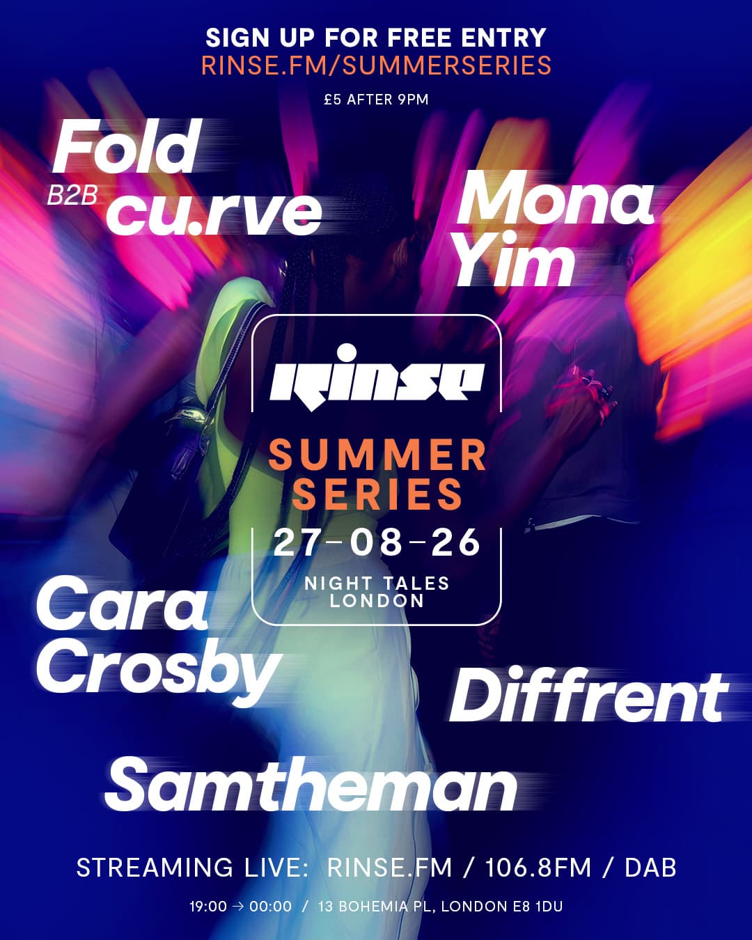 Rinse Summer Terrace Party ft. Diffrent, Fold b2b Cu.rve, Mona Yim + more