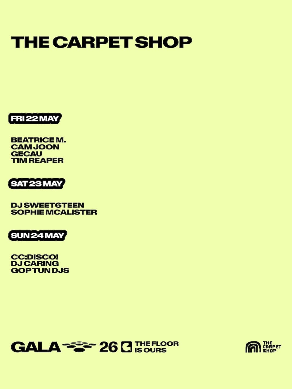 GALA '26 Official Afterparty - CC:DISCO!, Gop Tun DJs & DJ Caring at The Carpet Shop