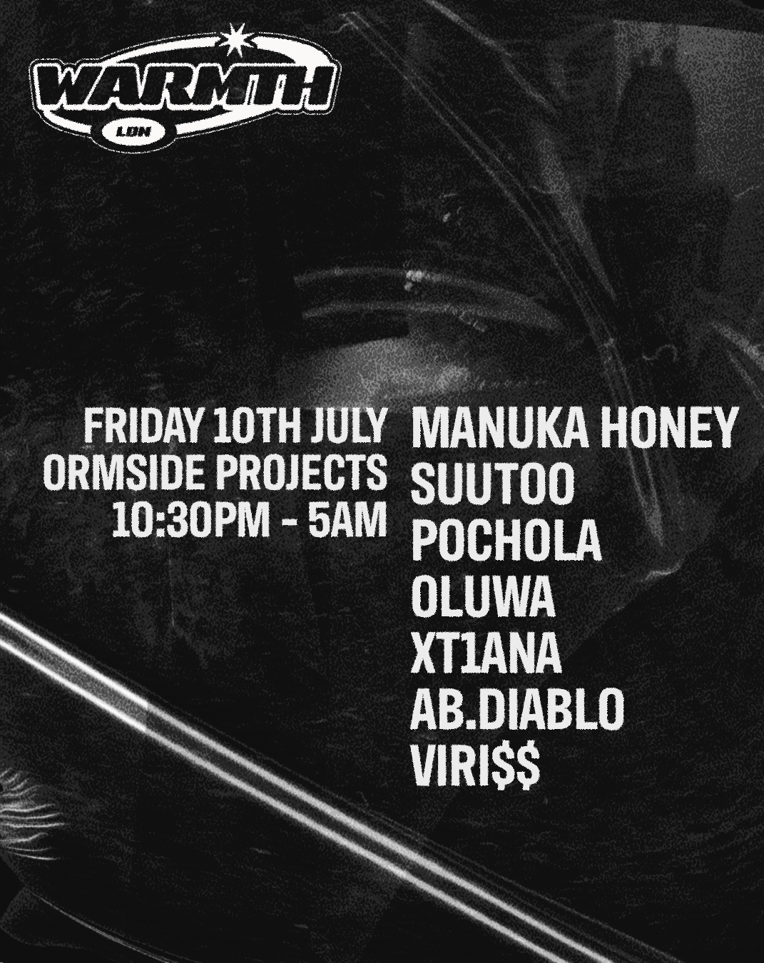 Warmth presents: Manuka Honey, Suutoo, Pochola, OLUWA, XT1ANA + more at Ormside Projects