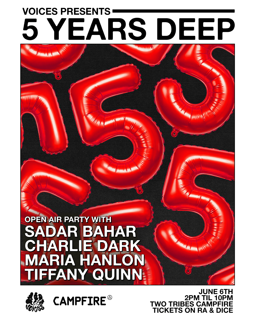 Voices 5th Birthday - Open Air with Sadar Bahar, Charlie Dark, Tifffany Quinn, Maria Hanlon at Campfire [Two Tribes]