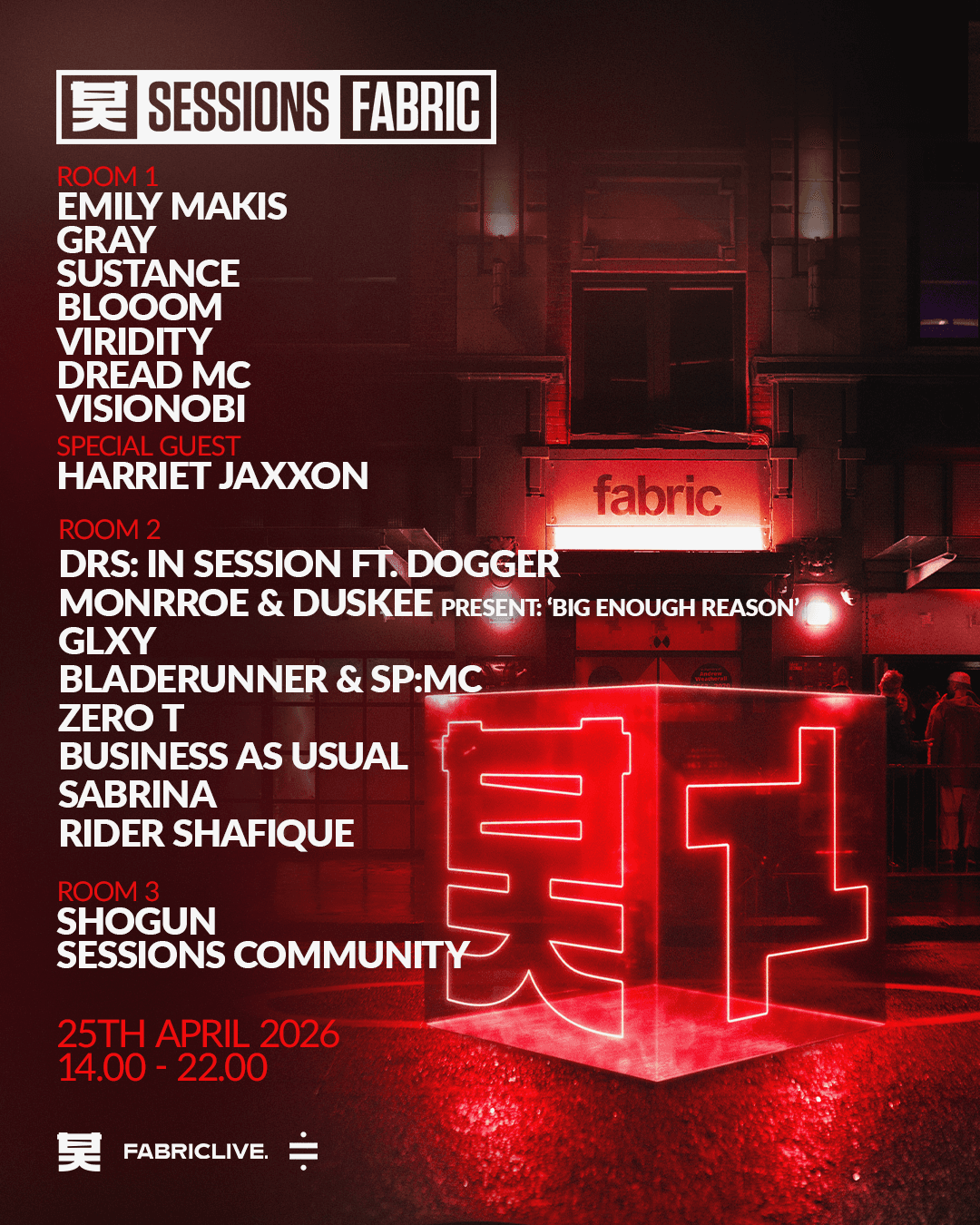 FABRICLIVE x Shogun Audio: Emily Makis, Gray, Harriet Jaxxon, DRS, Bladerunner, Sustance + more at FabricXX