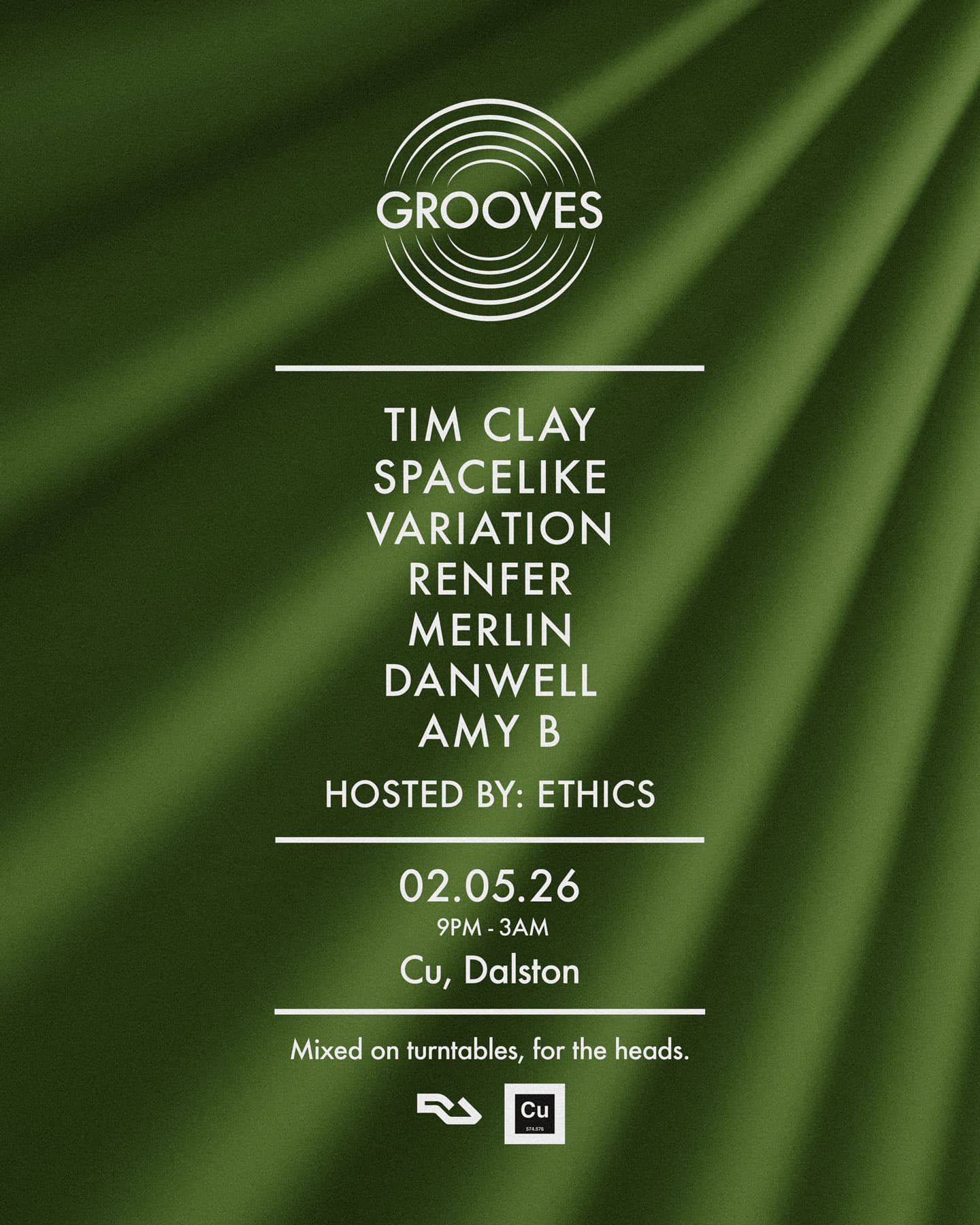 Grooves #16: Tim Clay, Amy B, Spacelike [turntable-only, DnB & jungle] at Cu