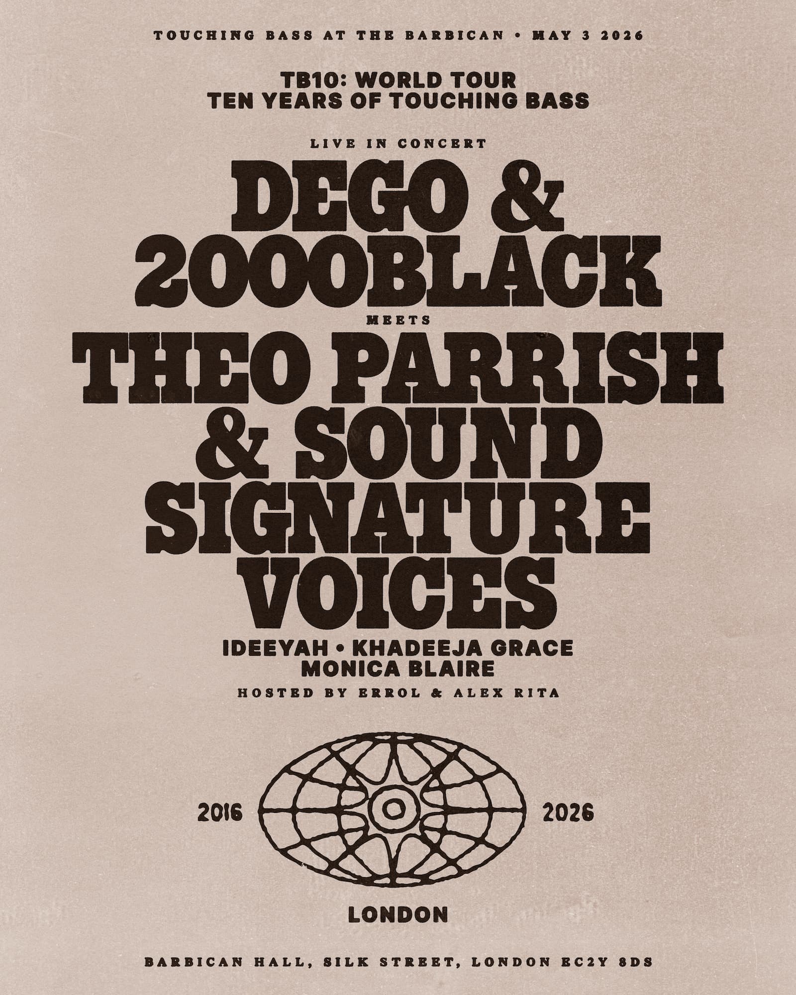 TB10: Live - Dego & 2000Black meets Theo Parrish & Sound Signature Voices at The Barbican Hall