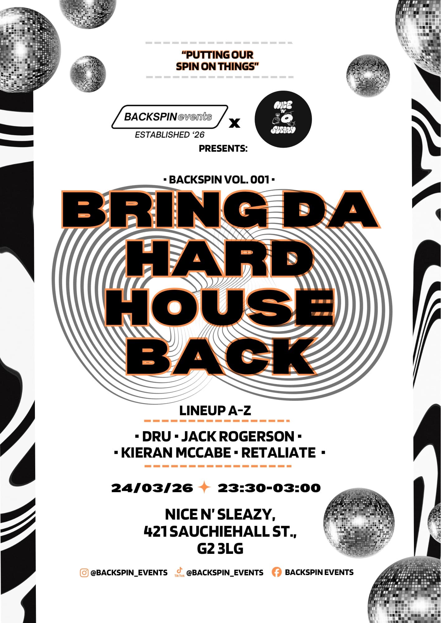 Backspin Events Volume 001: BRING DA HARD HOUSE BACK at Nice'n'sleazy
