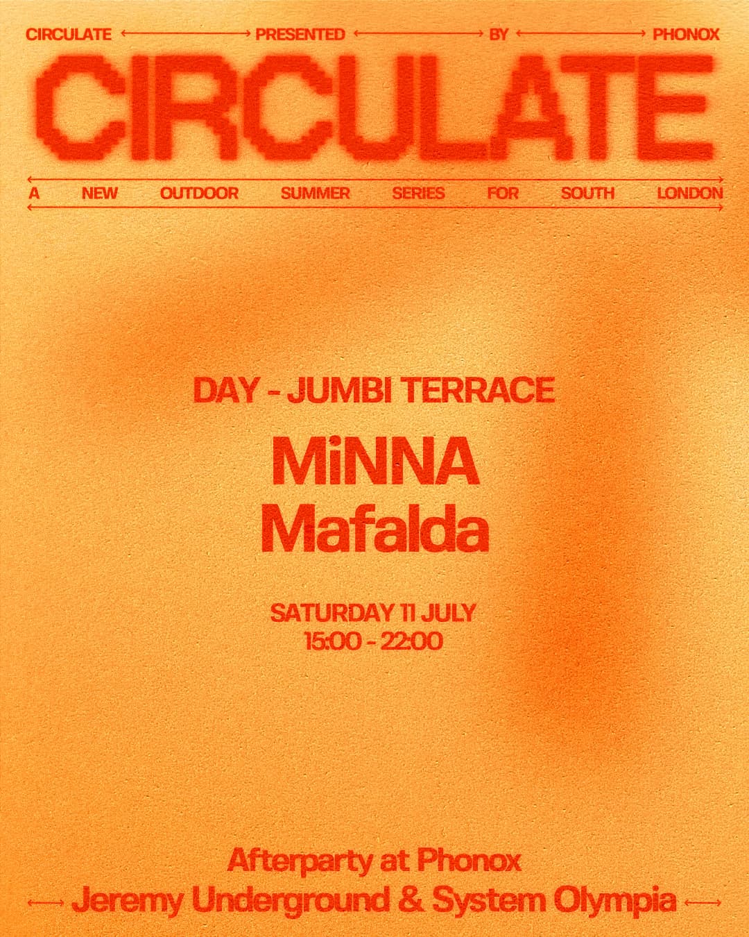 Jumbi Day Party: CIRCULATE with MiNNA, Mafalda + Phonox afterparty at Jumbi