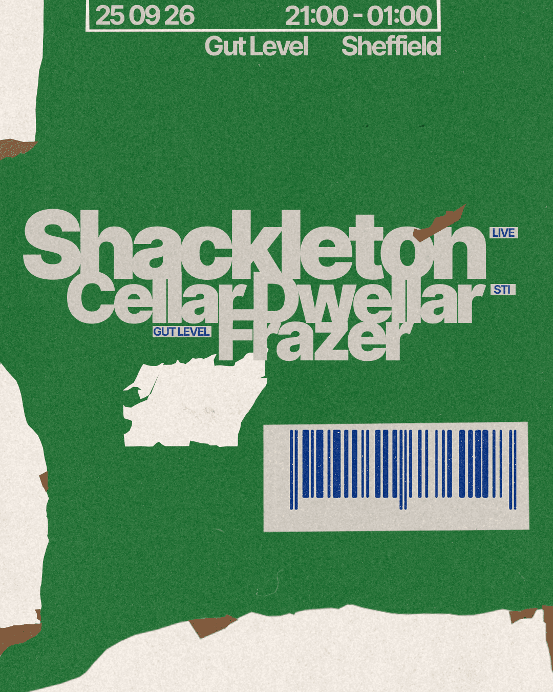 Gut Level presents: Shackleton (live), Cellar Dweller & Gut Level DJs at Gut Level