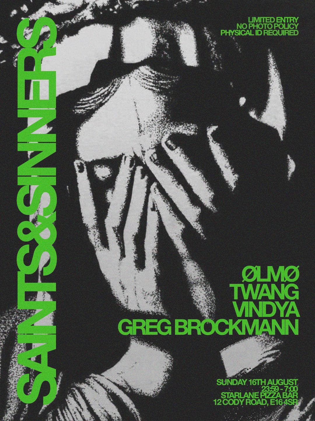Saints & Sinners with Greg Brockmann, ØLMØ, Twang & Vindya at Starlane Pizza Bar