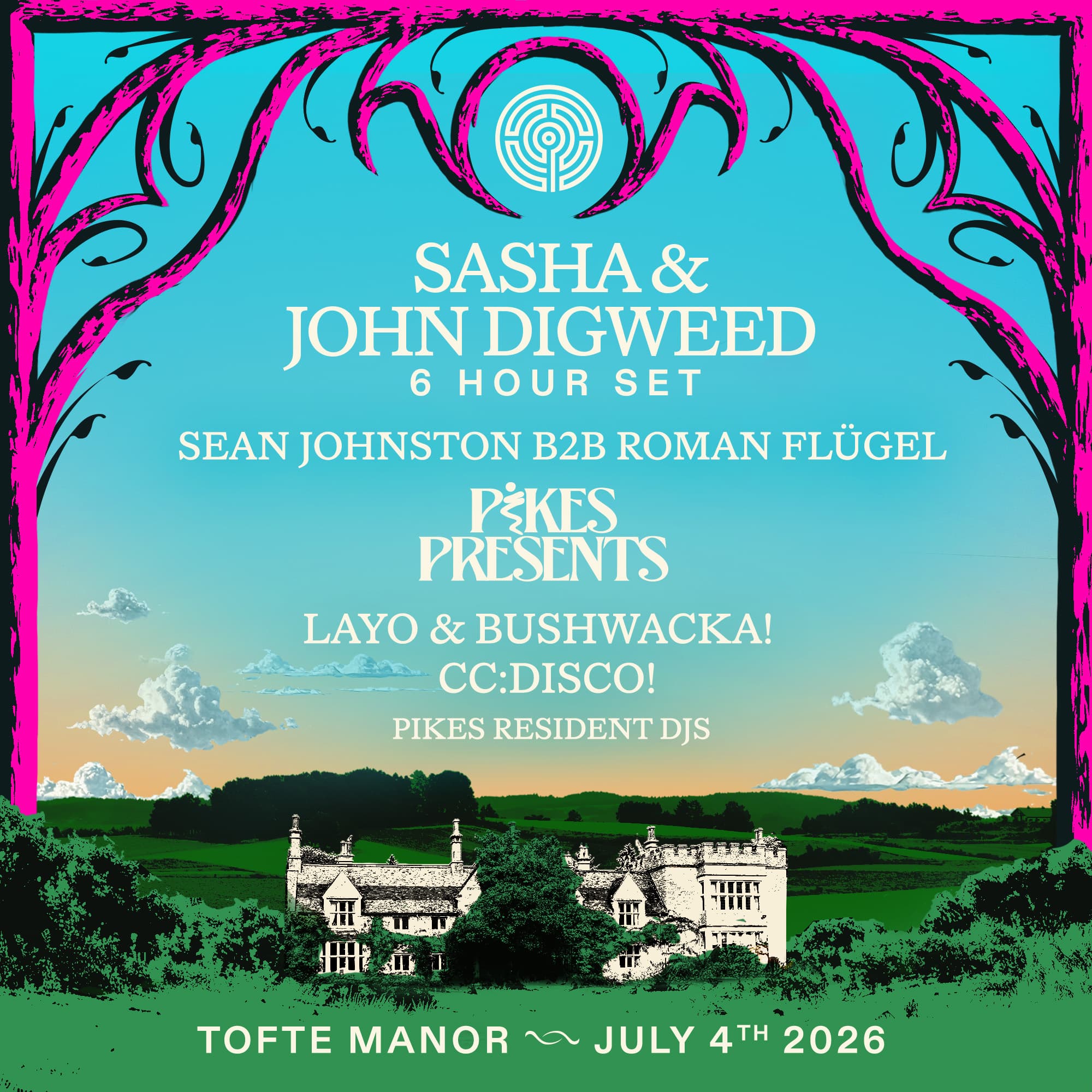 Labyrinth Open Air: Sasha & John Digweed (6 hour set) & Pikes presents at Tofte Manor