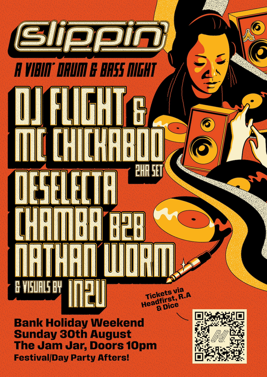 SLIPPIN' - DJ Flight & MC Chickaboo (2hr set) + Deselecta, Chamba, Nathan Worm & visuals at The Jam Jar