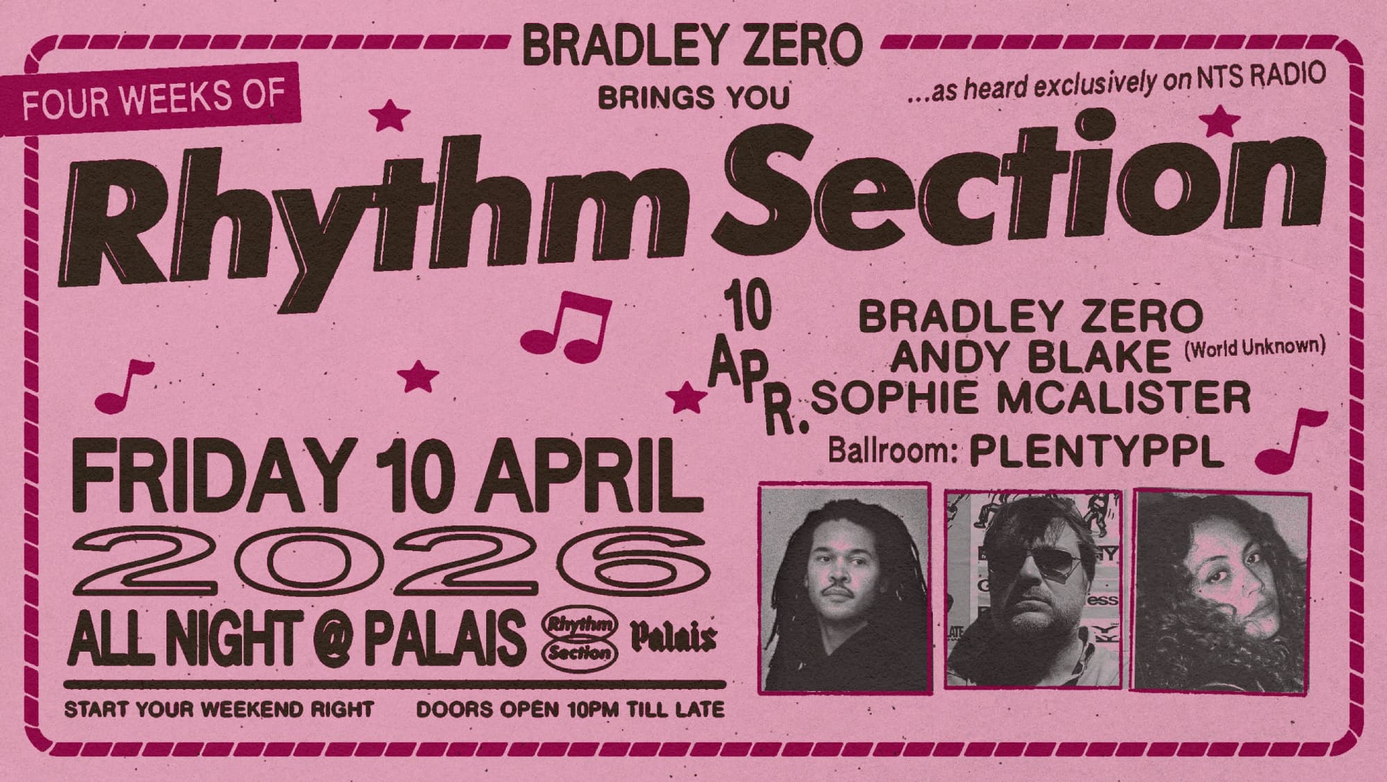 Palais: Bradley Zero, Andy Blake, Sophie McAlister - 4 Fridays of Rhythm Section at Palais