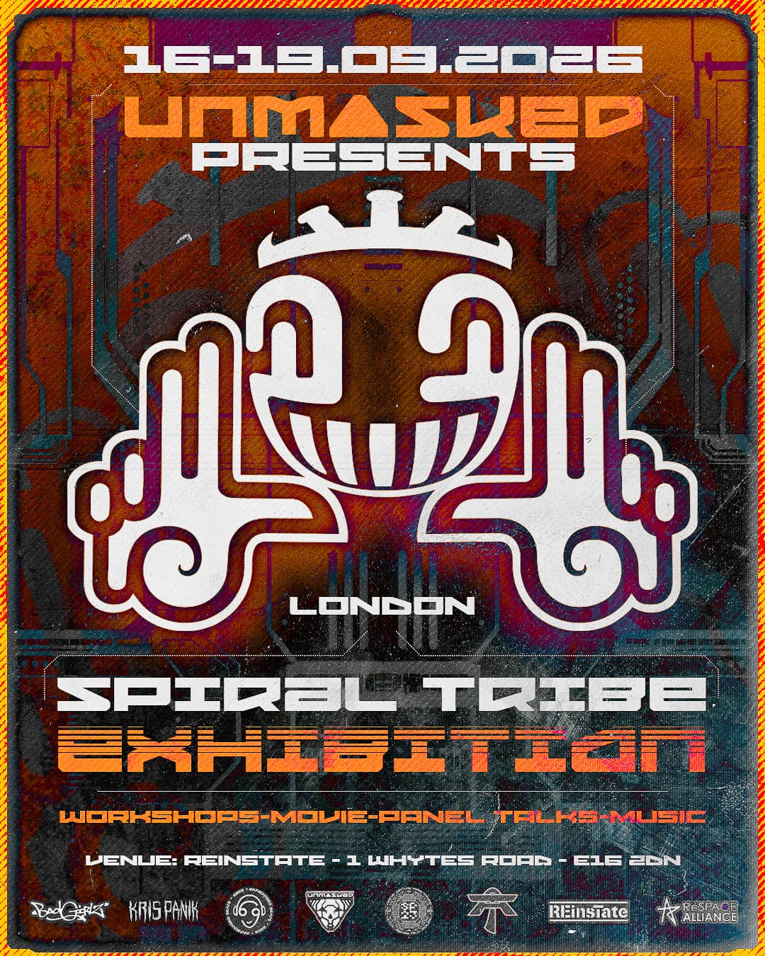 Unmasked presents: Spiral Tribe Exhibition and Rave