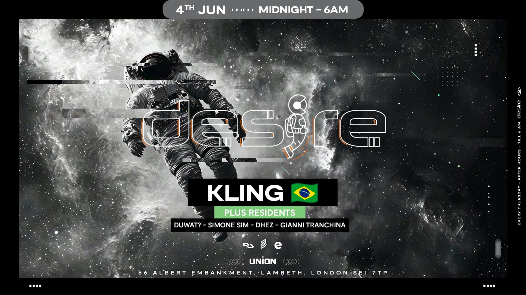 DESIRE - Weekly Thursday After Party - Kling at Union Club Vauxhall