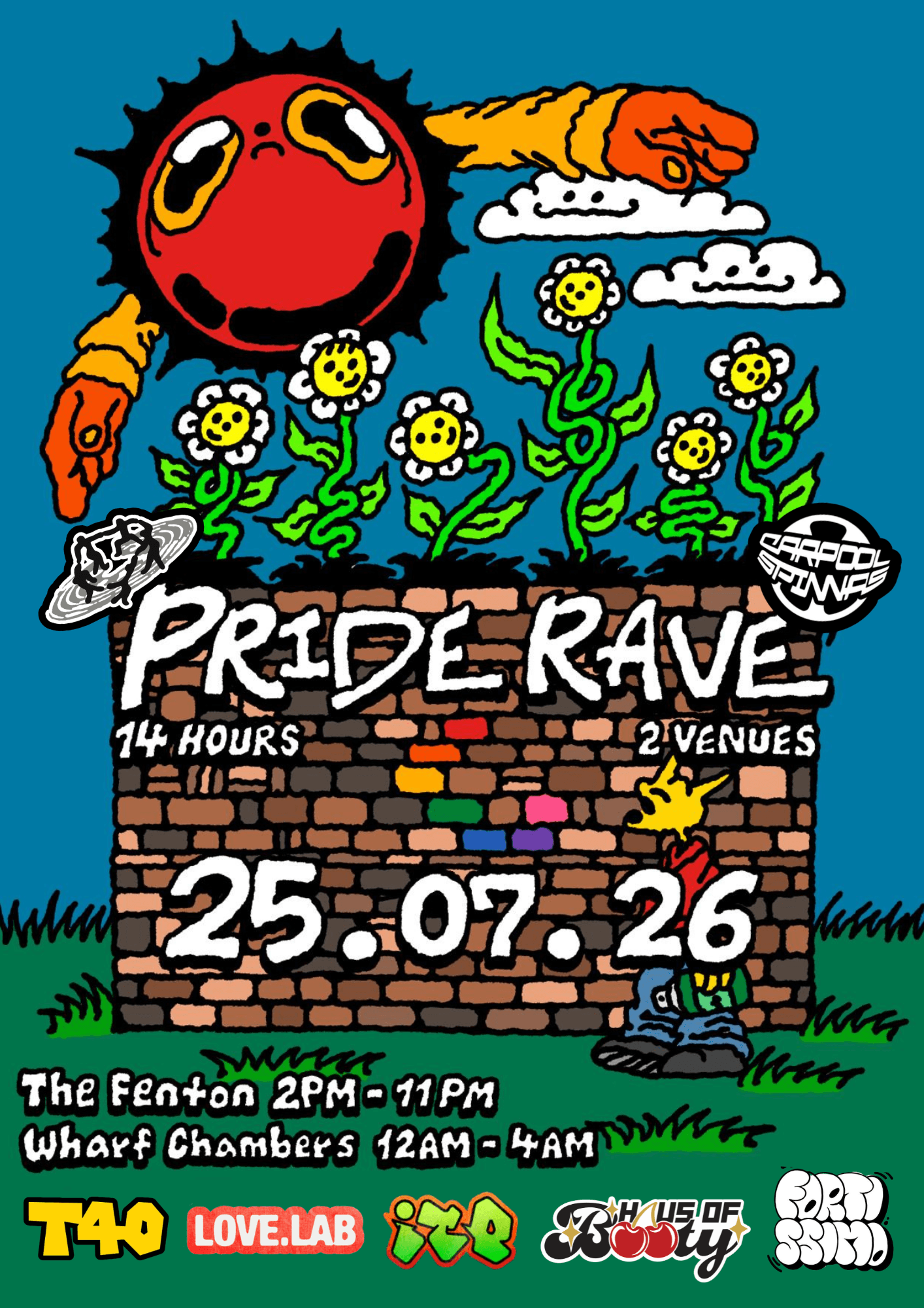 PRIDE RAVE - 14 Hours - 2 Venues - RILLA (Carpool Spinnas) & 5 Collectives at Wharf Chambers