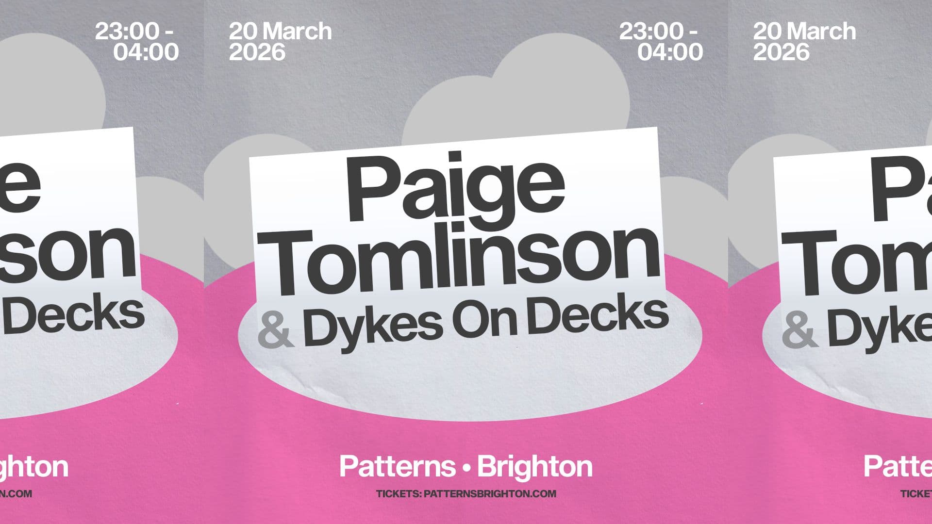 [CANCELLED] Paige Tomlinson + Dykes On Decks at Patterns Brighton