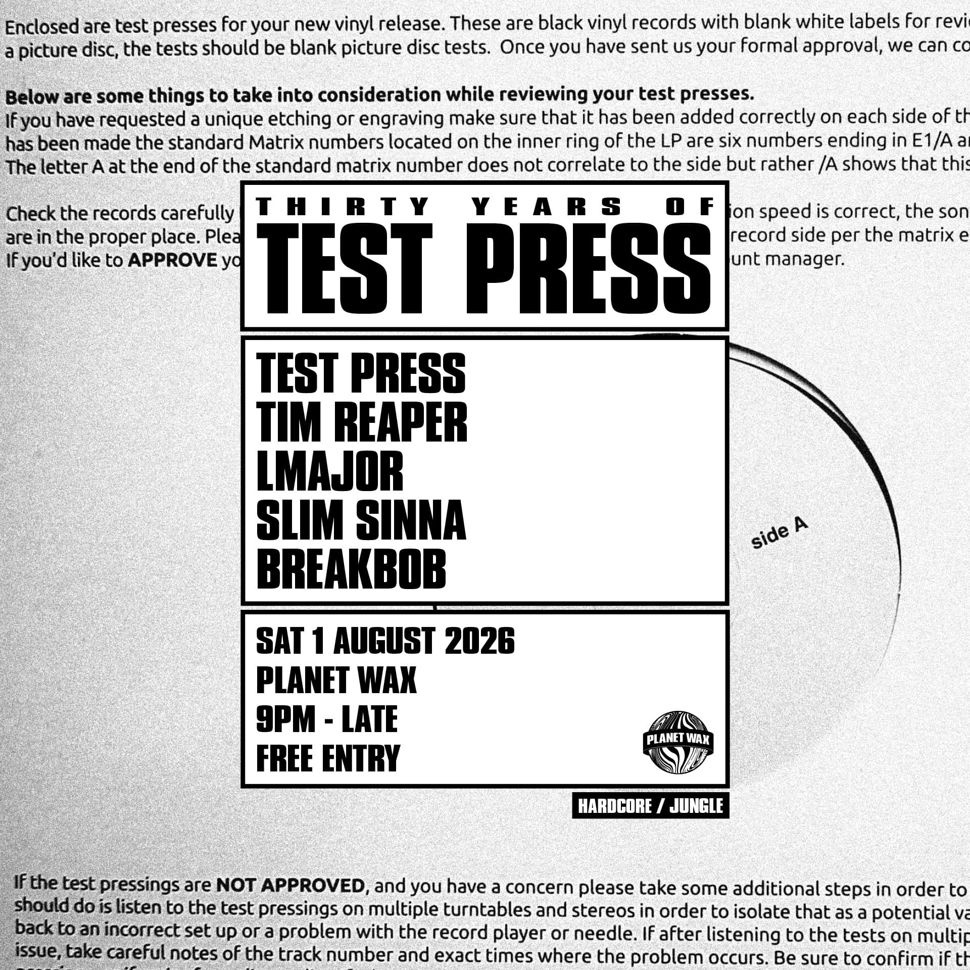 30 Years of Test Press at Planet Wax