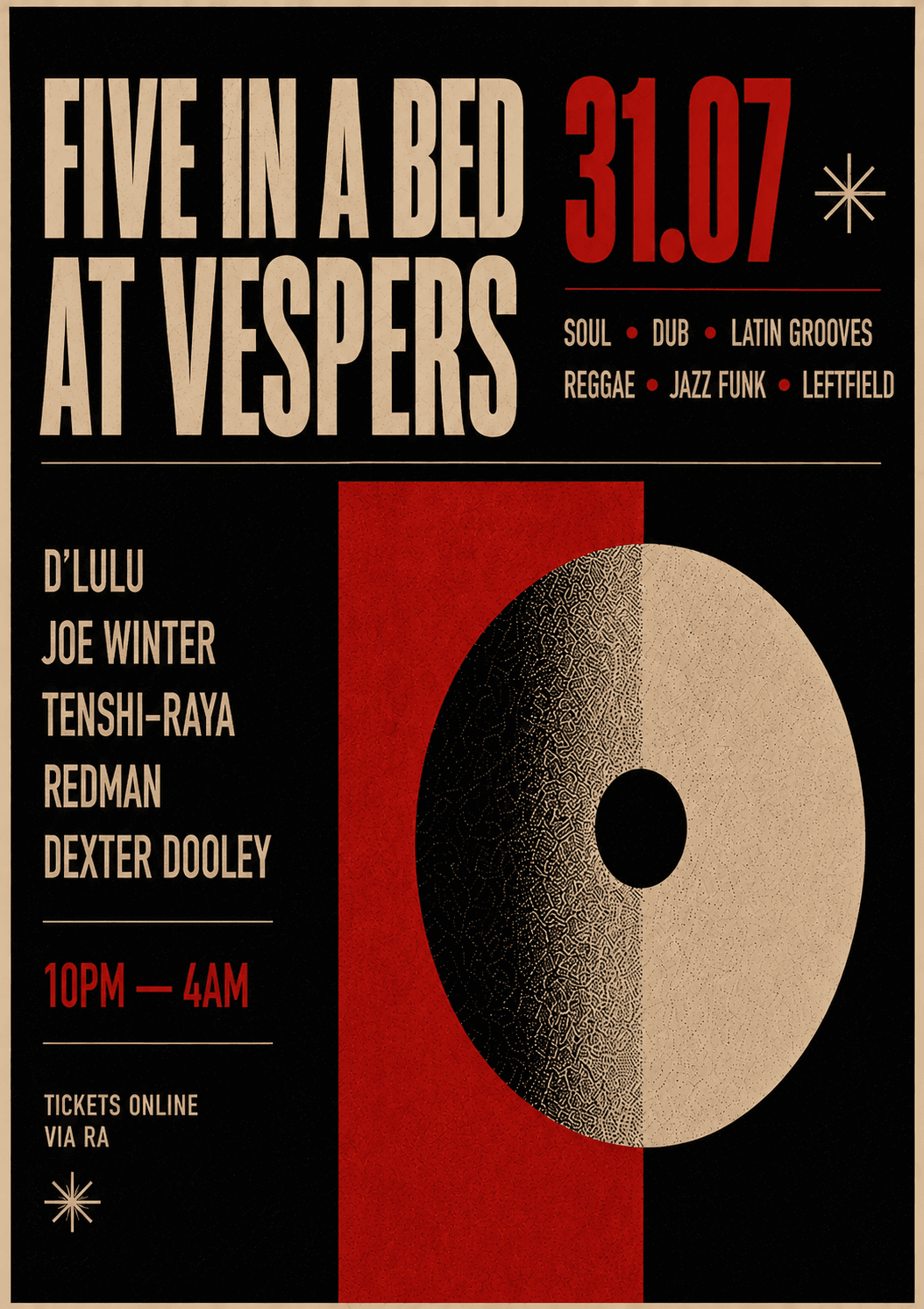 five in a bed at Vespers at Vespers Club