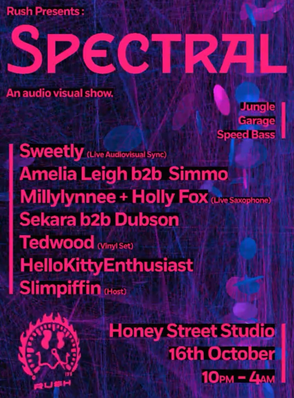 RUSH presents: SPECTRAL // AudioVisual Show // JUNGLE // GARAGE // SPEED BASS at Honey Street Studio