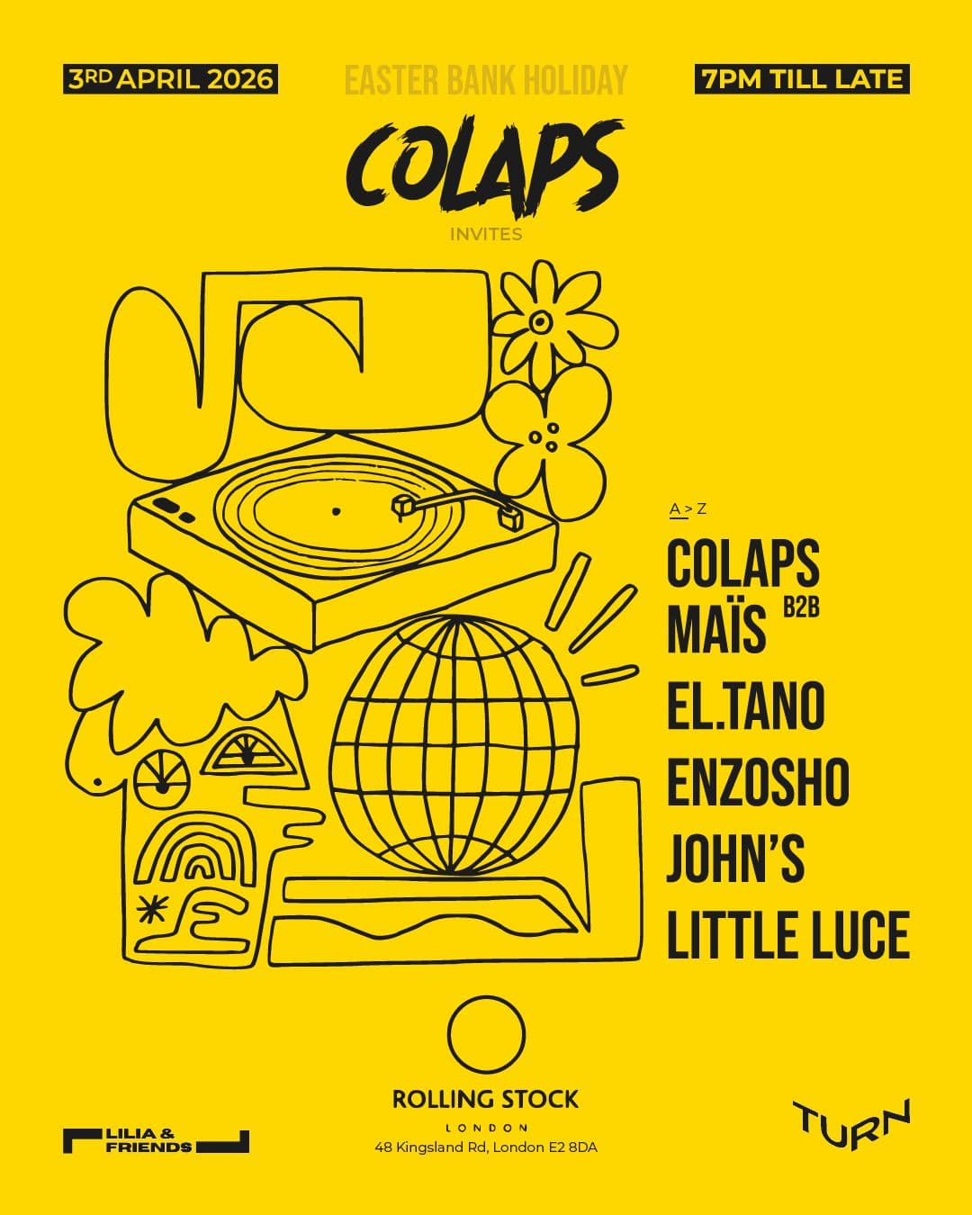 Colaps invites MAÏS, El.Tano, Enzoho, John's & Little Luce | Free Entry at Rolling Stock