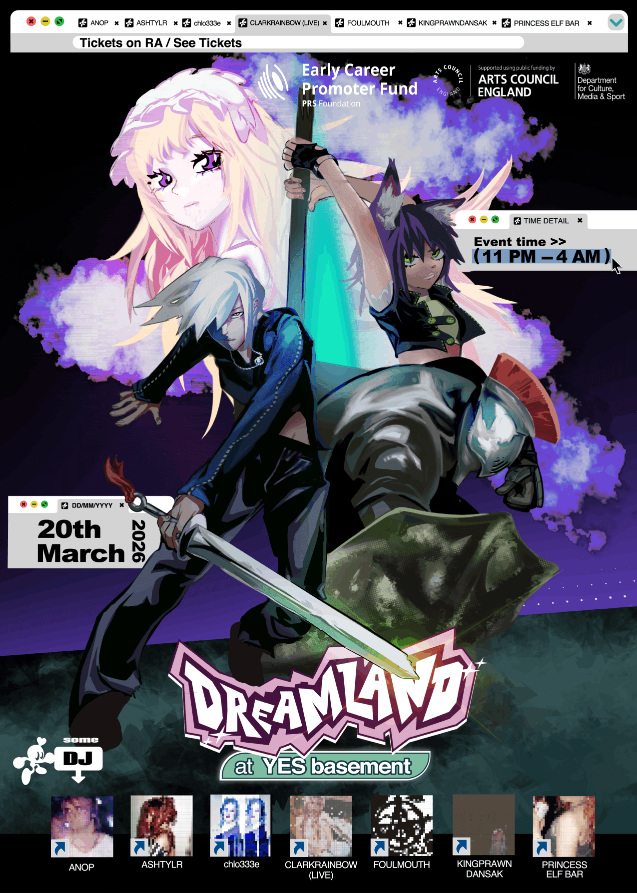 DREAMLAND W/ CLARKRAINBOW at Yes