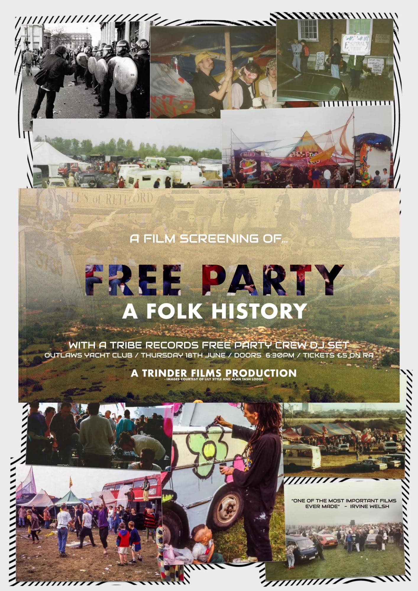 FREE PARTY: A FOLK HISTORY (film screening) (w/ Tribe Records Free Party Crew DJ set) at Outlaws Yacht Club