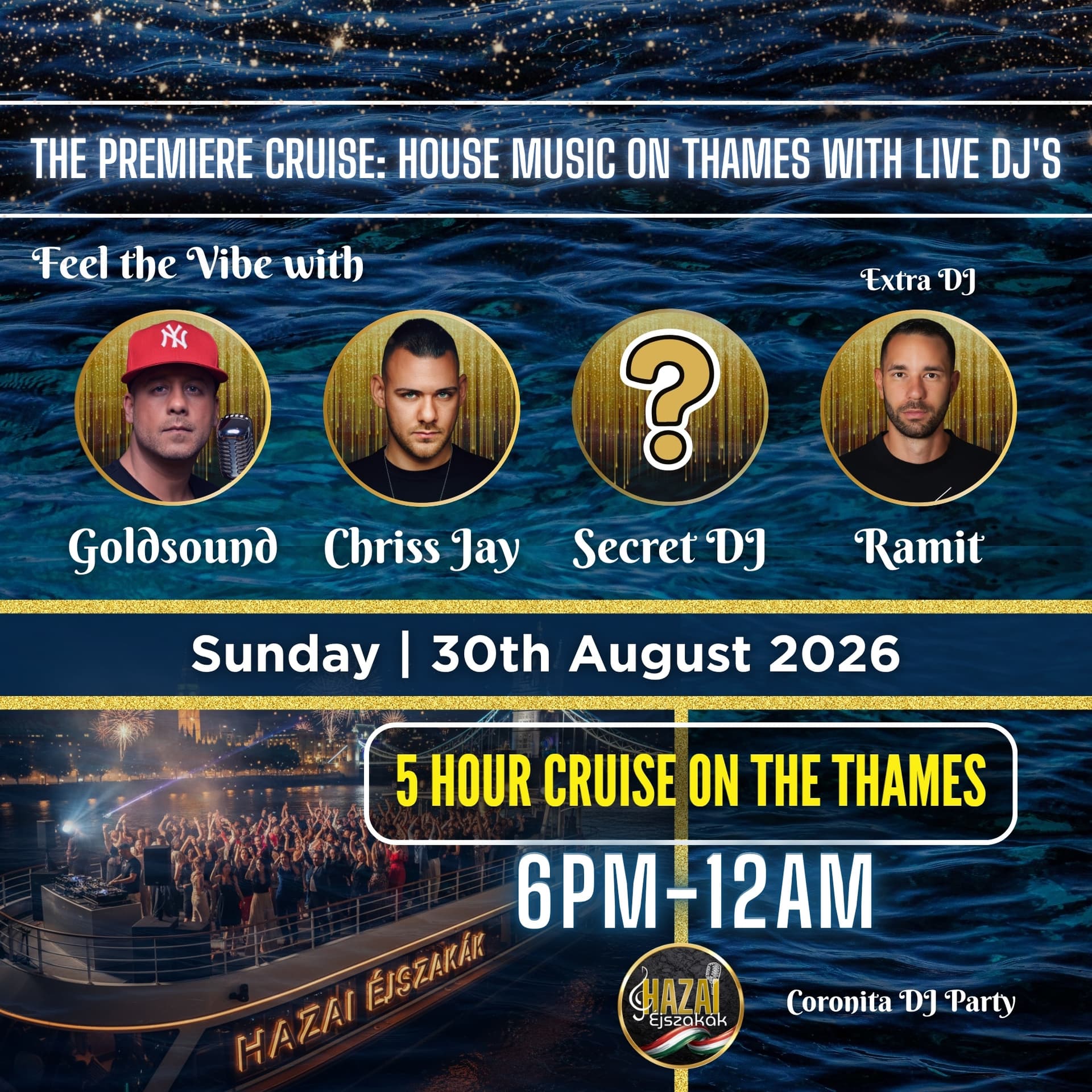 Techno Boat Party Weekend 30 August at Temple Pier