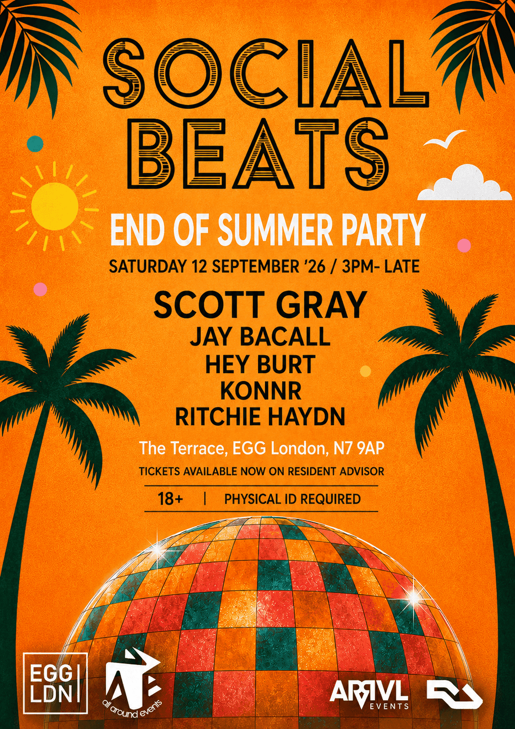 The Social Beats End of Summer Party w/ Scott Gray, Jay Bacall, Hey Burt, KONNR, Ritchie Haydn