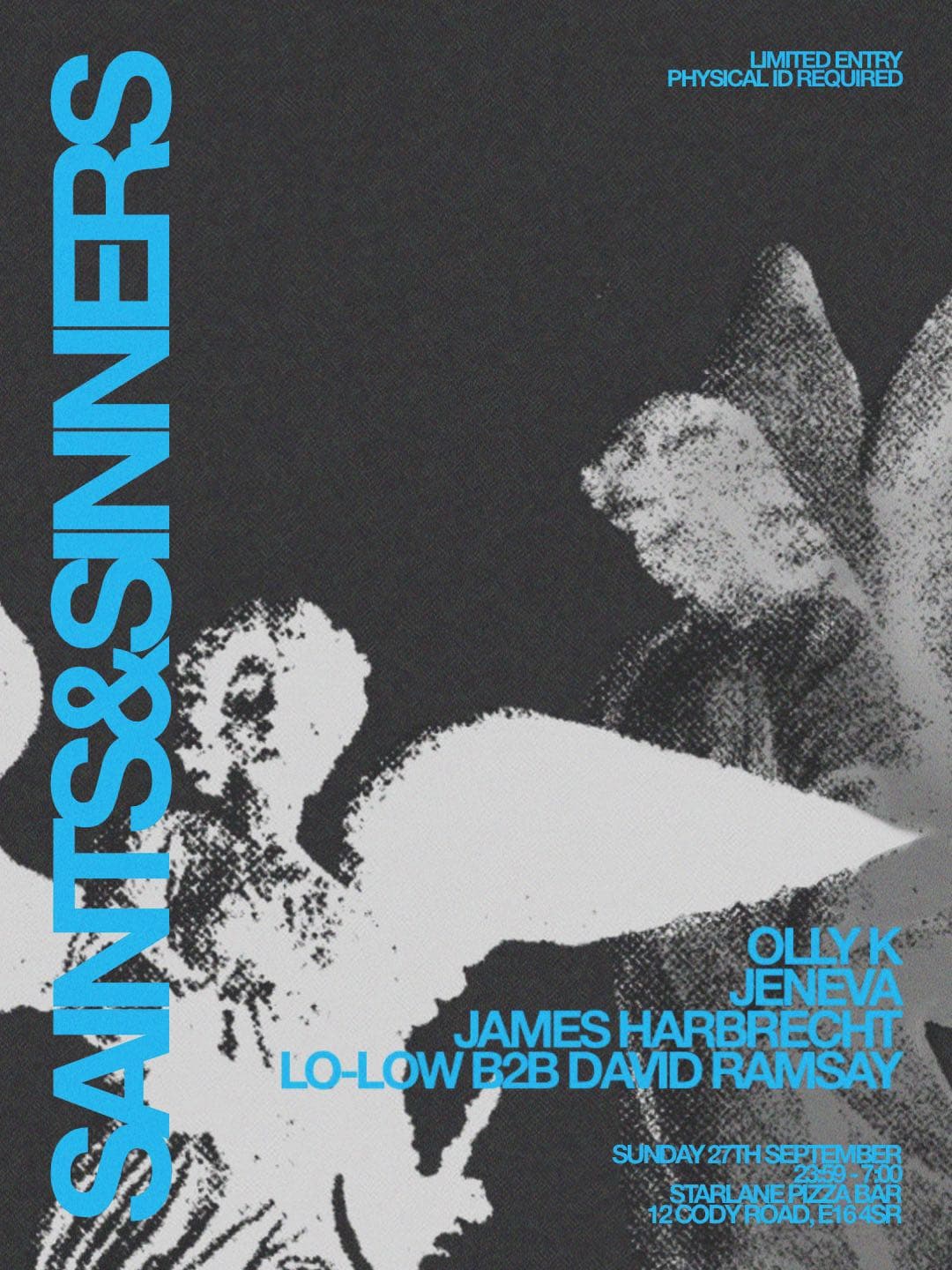 Saints & Sinners with James Harbrecht, Jeneva, LO-LOW B2B David Ramsay & OllyK at Starlane Pizza Bar