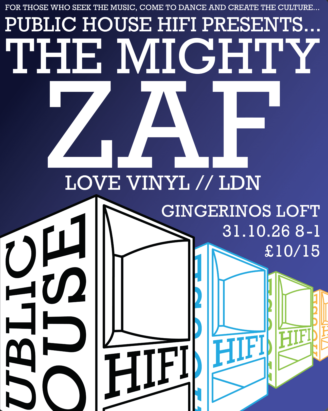 Public House Hifi presents The Might Zaf (Love Vinyl) at Gingerino's Pizza