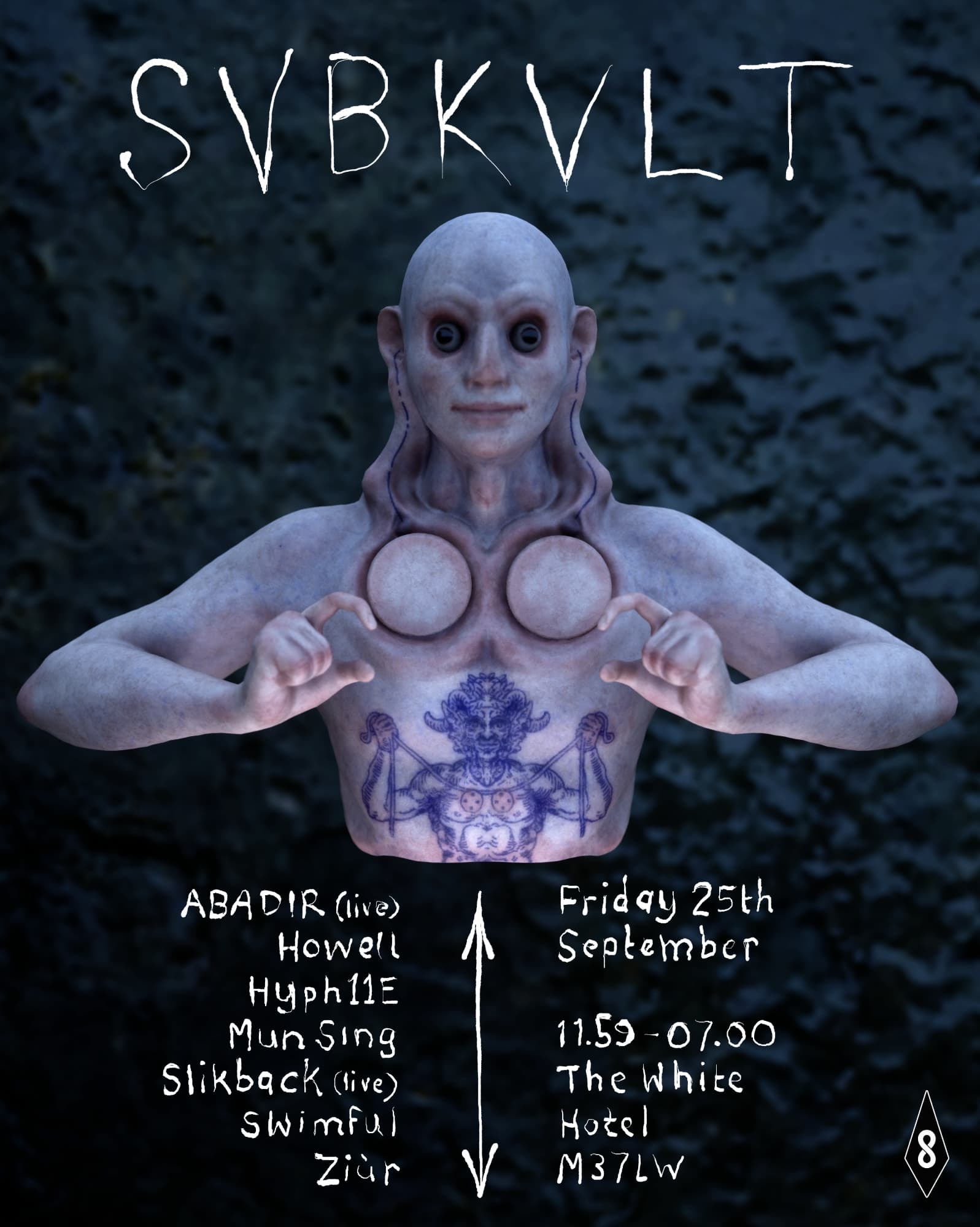 SVBKVLT: Slikback (live) / Ziur / ABADIR (live) / Mun Sing / Hyph11E / Swimful at The White Hotel
