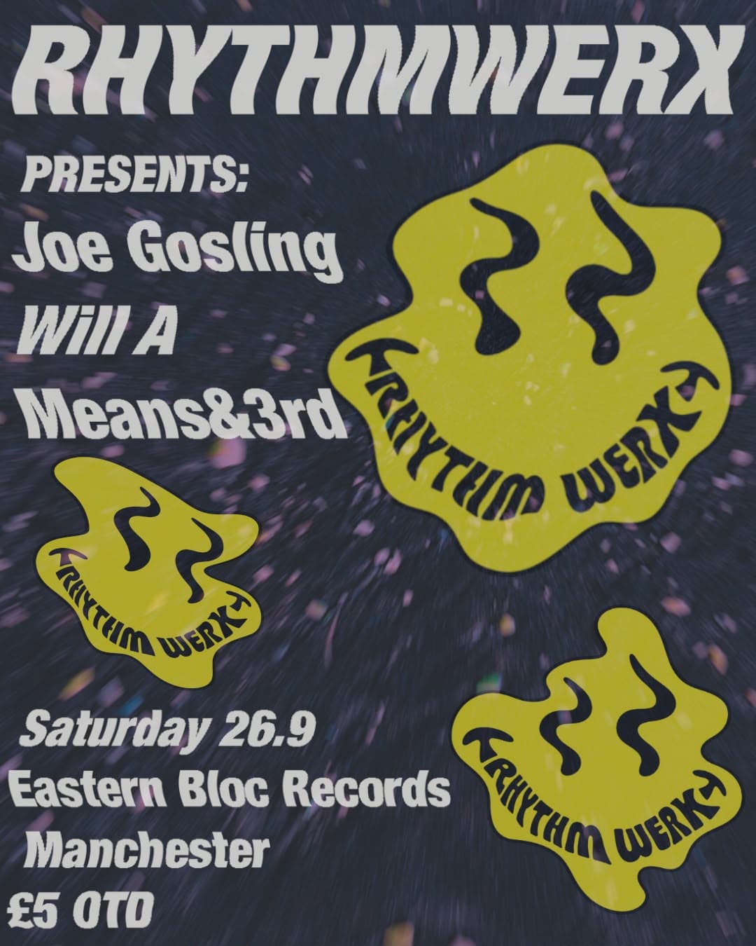 Rhythmwerx W/ Joe Gosling, Means&3rd & Will A at Eastern Bloc Records Manchester