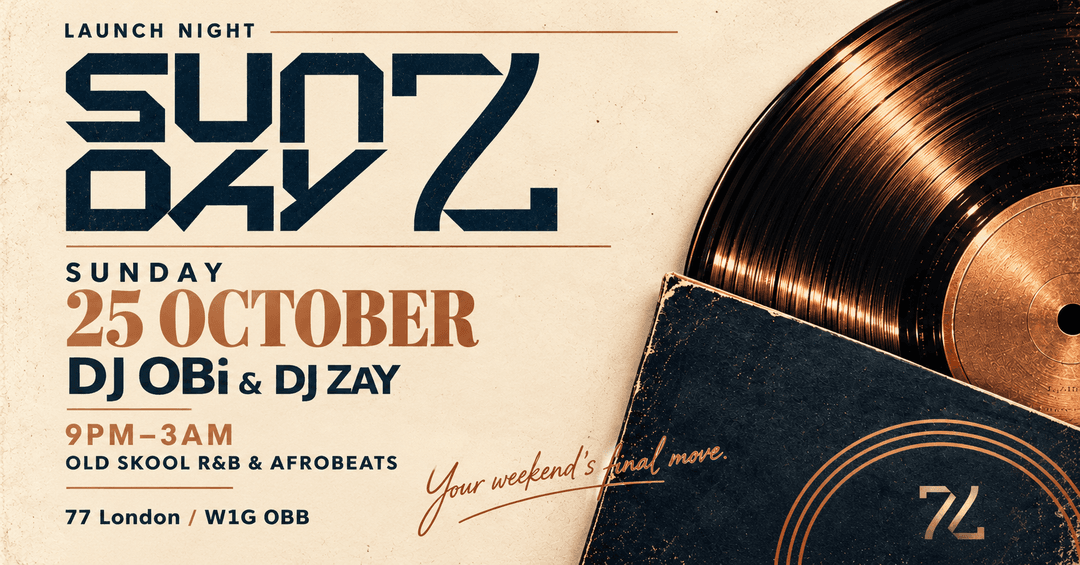 Upcoming event poster at 77