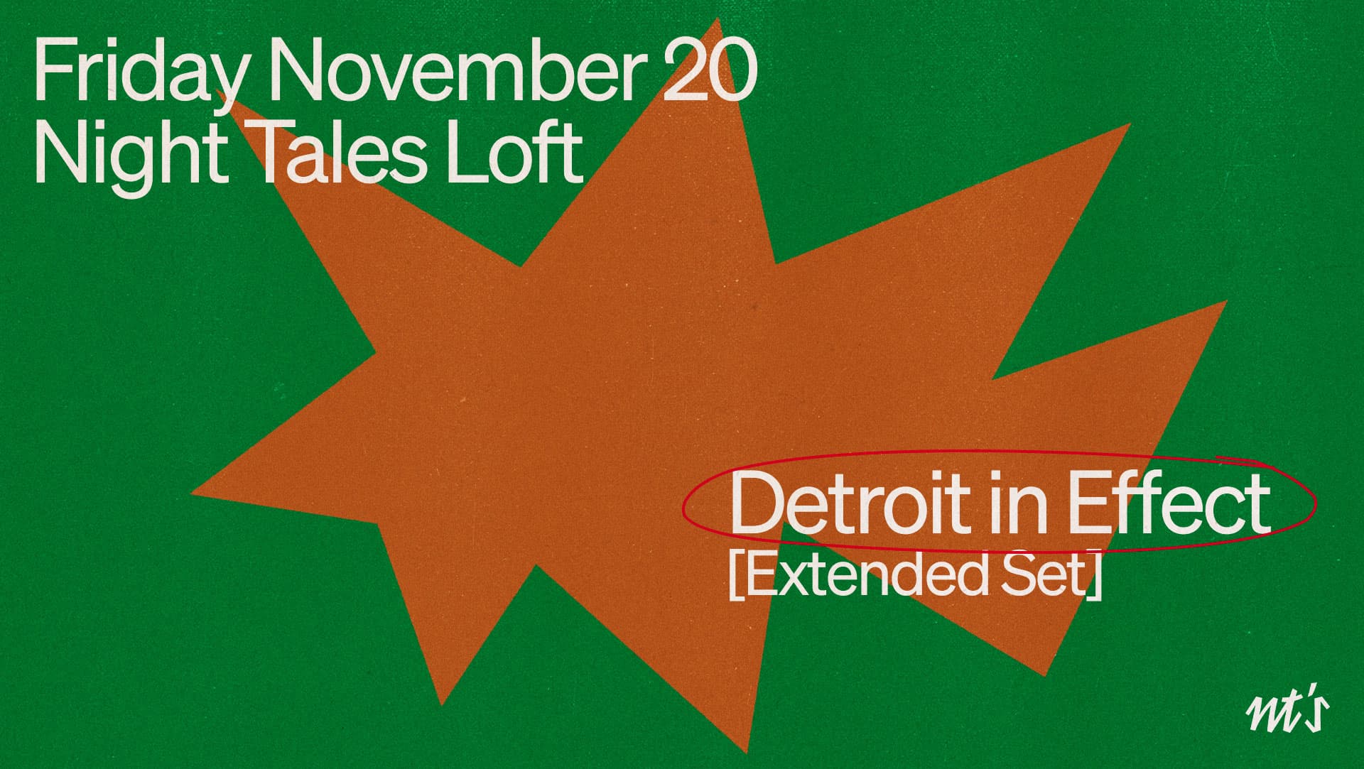 NT's Loft: Detroit In Effect at Night Tales Loft