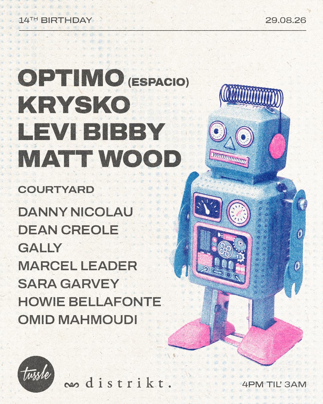 14 years of tussle with Optimo (Espacio), Krysko, Levi Bibby & Matt Wood at Distrikt