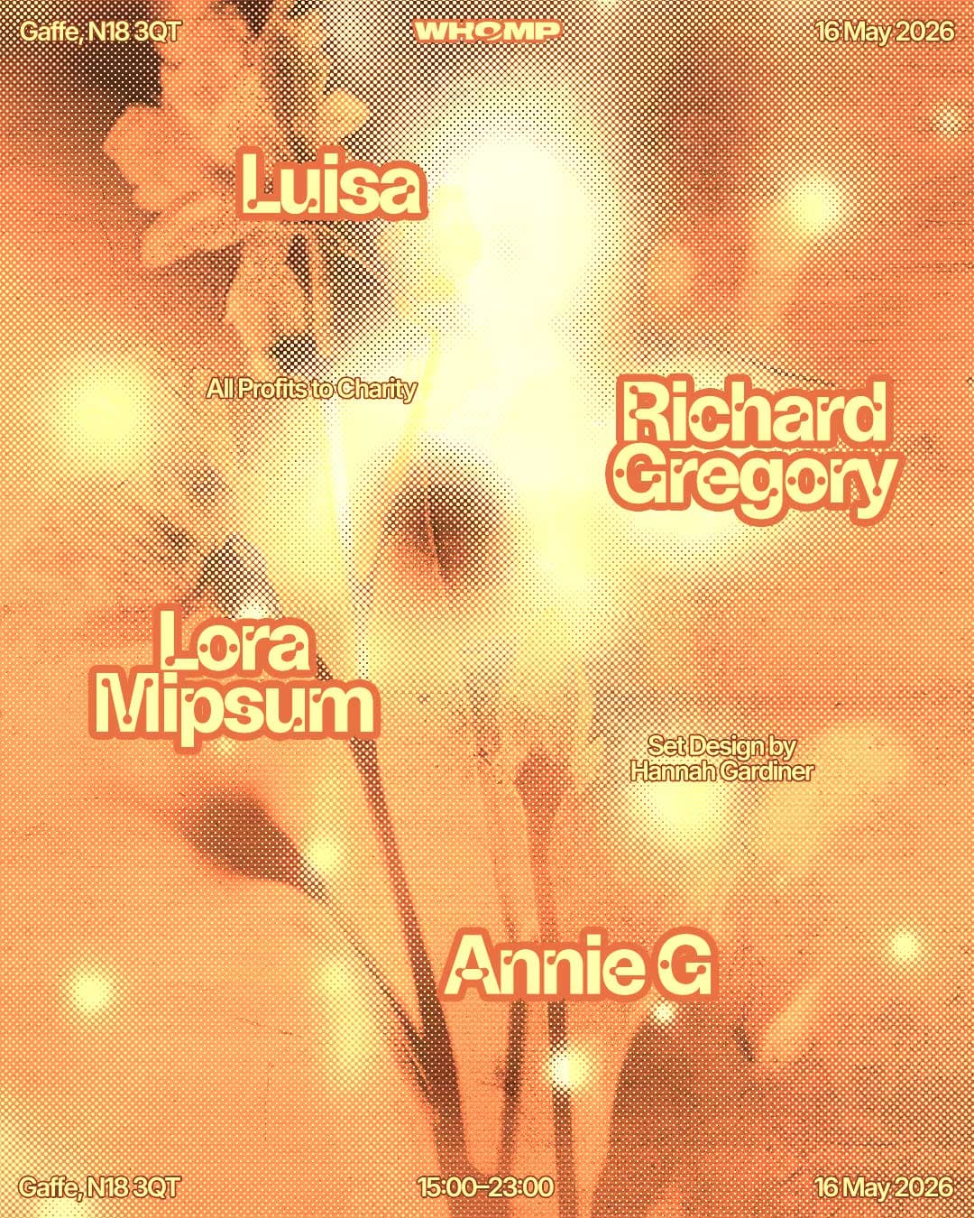 WHOMP DAY PARTY: LUISA, RICHARD GREGORY, LORA MIPSUM, ANNIE G at Gaffe