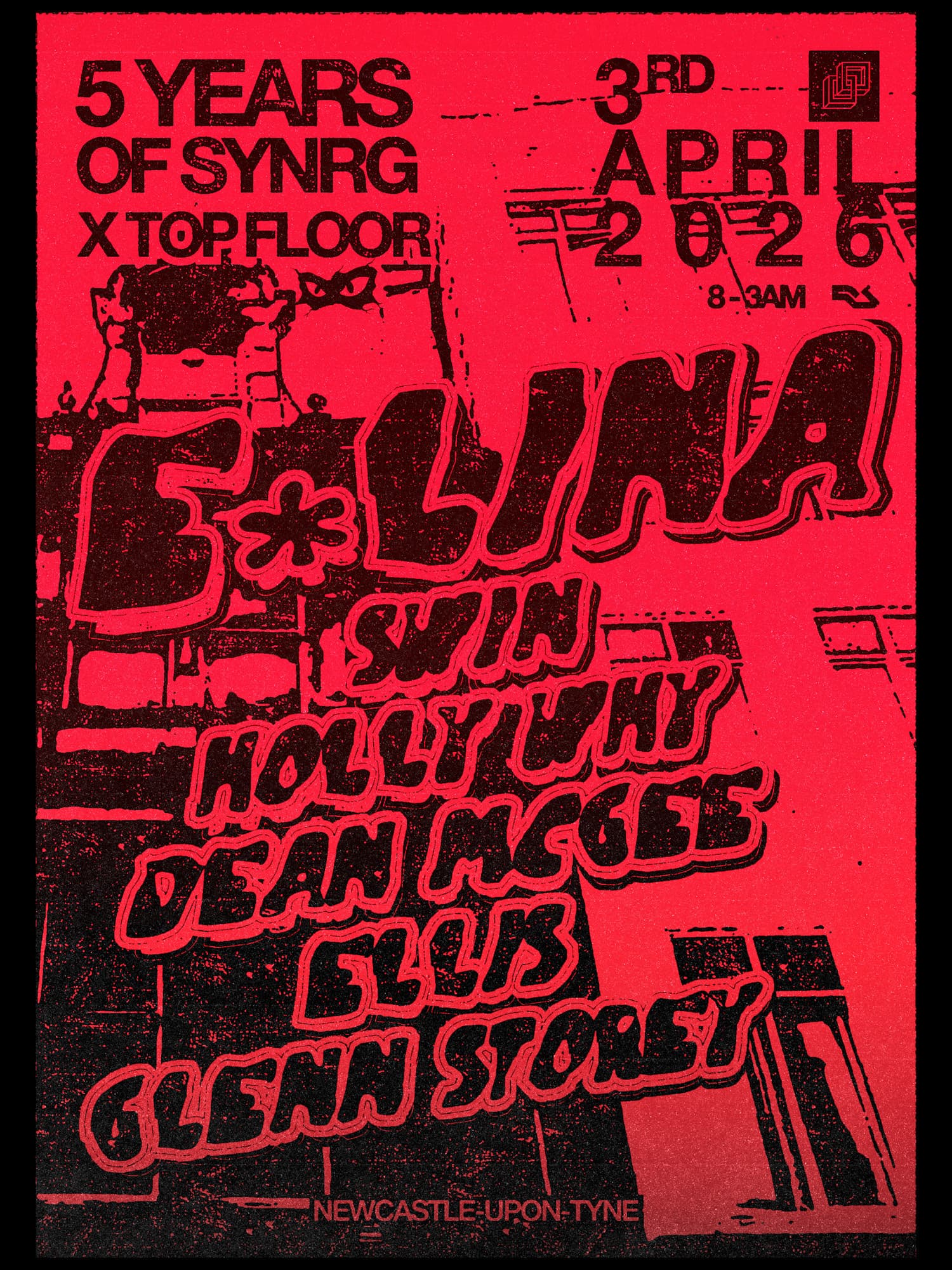 SYNRG presents: E.LINA, Swin, Holly Why, Dean McGee, Ellis, Glenn Storey at Top Floor