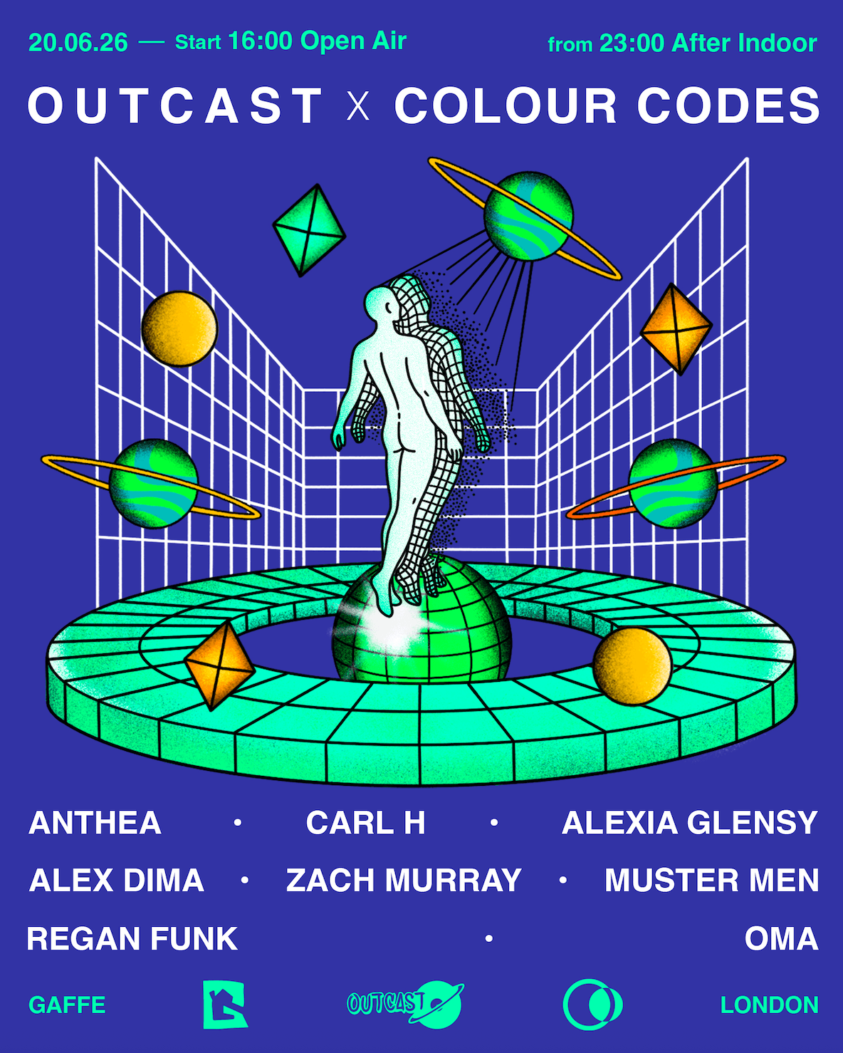 OUTCAST x Colour Codes: Anthea, Carl H, Alexia Glensy, Alex Dima  at Gaffe