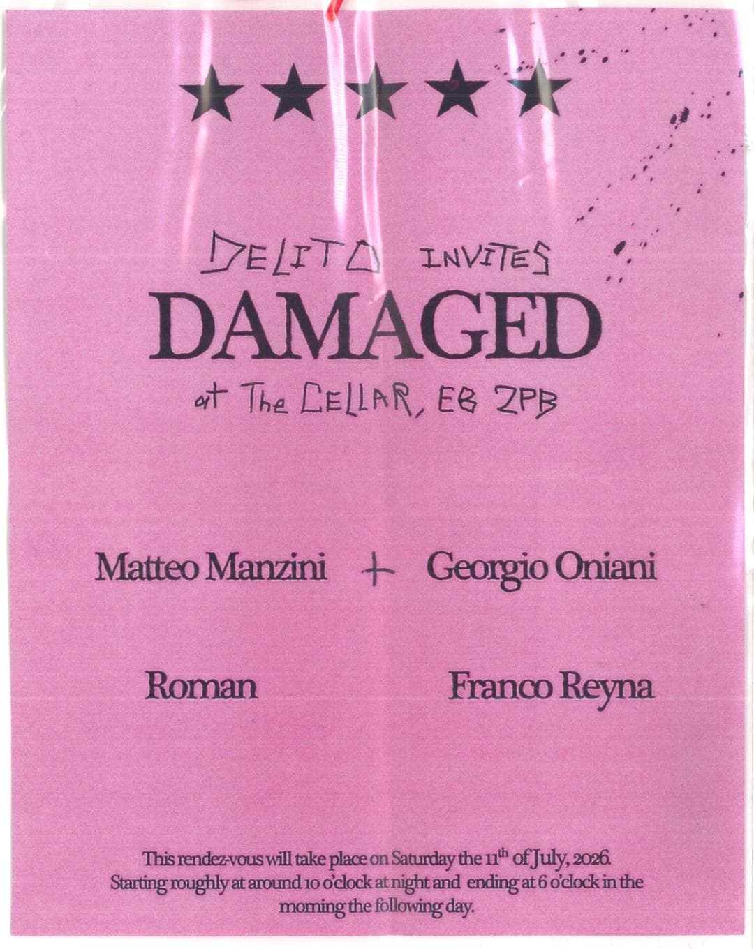 Delito invites: DAMAGED at Secret London Location