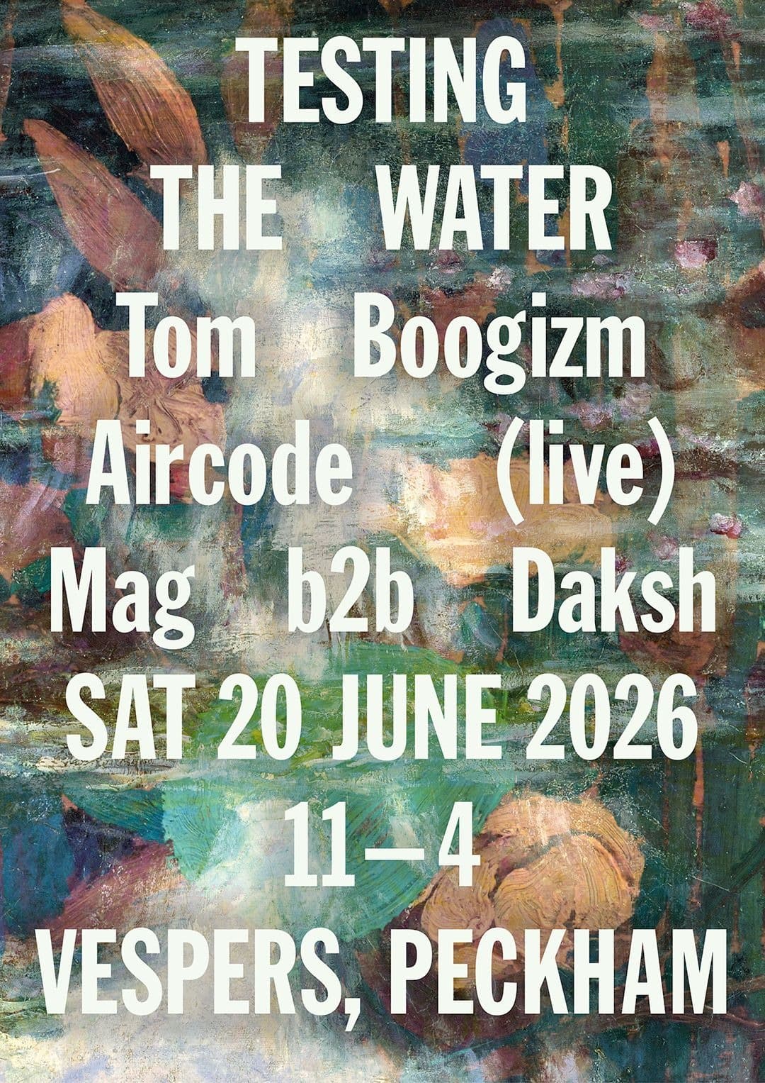 Testing the Water presents: Tom Boogizm, Aircode (live), Daksh b2b Mag at Vespers Club