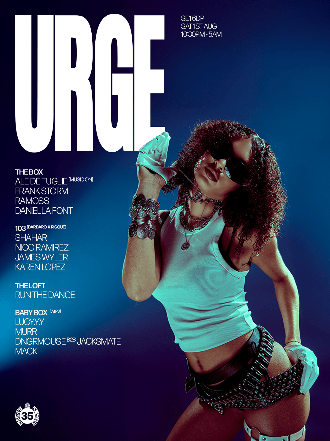 URGE 007: Ale De Tuglie b2b Frank Storm, Ramoss + more at Ministry Of Sound,UK