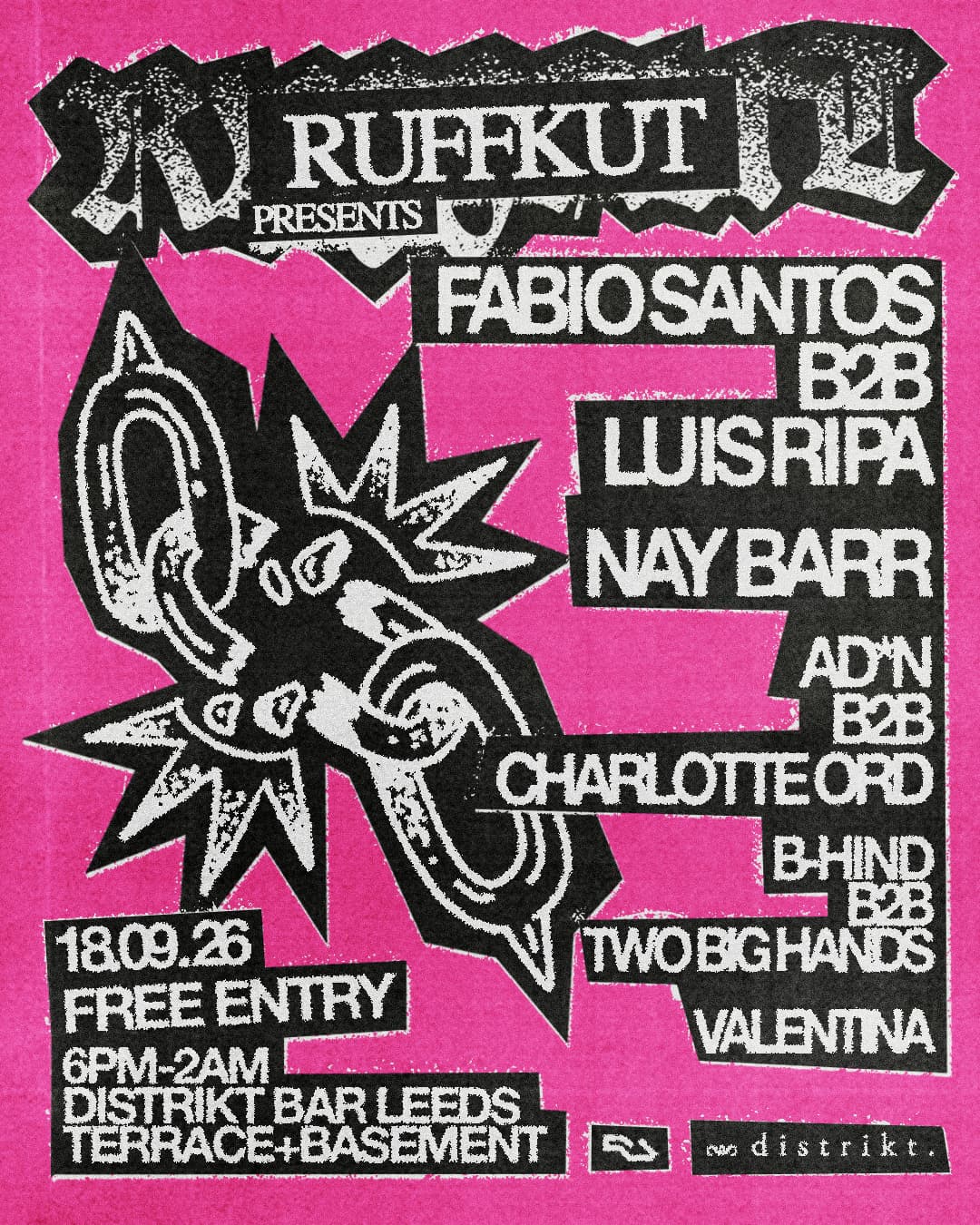 Ruffkut presents: Fabio Santos B2B Luis Ripa + Nay Barr at Distrikt