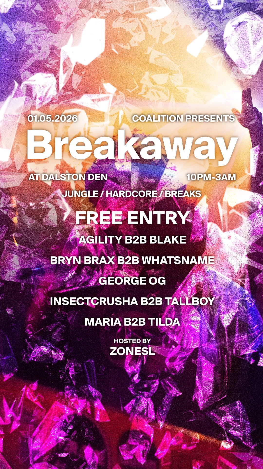 Breakaway - FREE ENTRY - Jungle / Hardcore / Breaks / Drum & Bass at Dalston Den