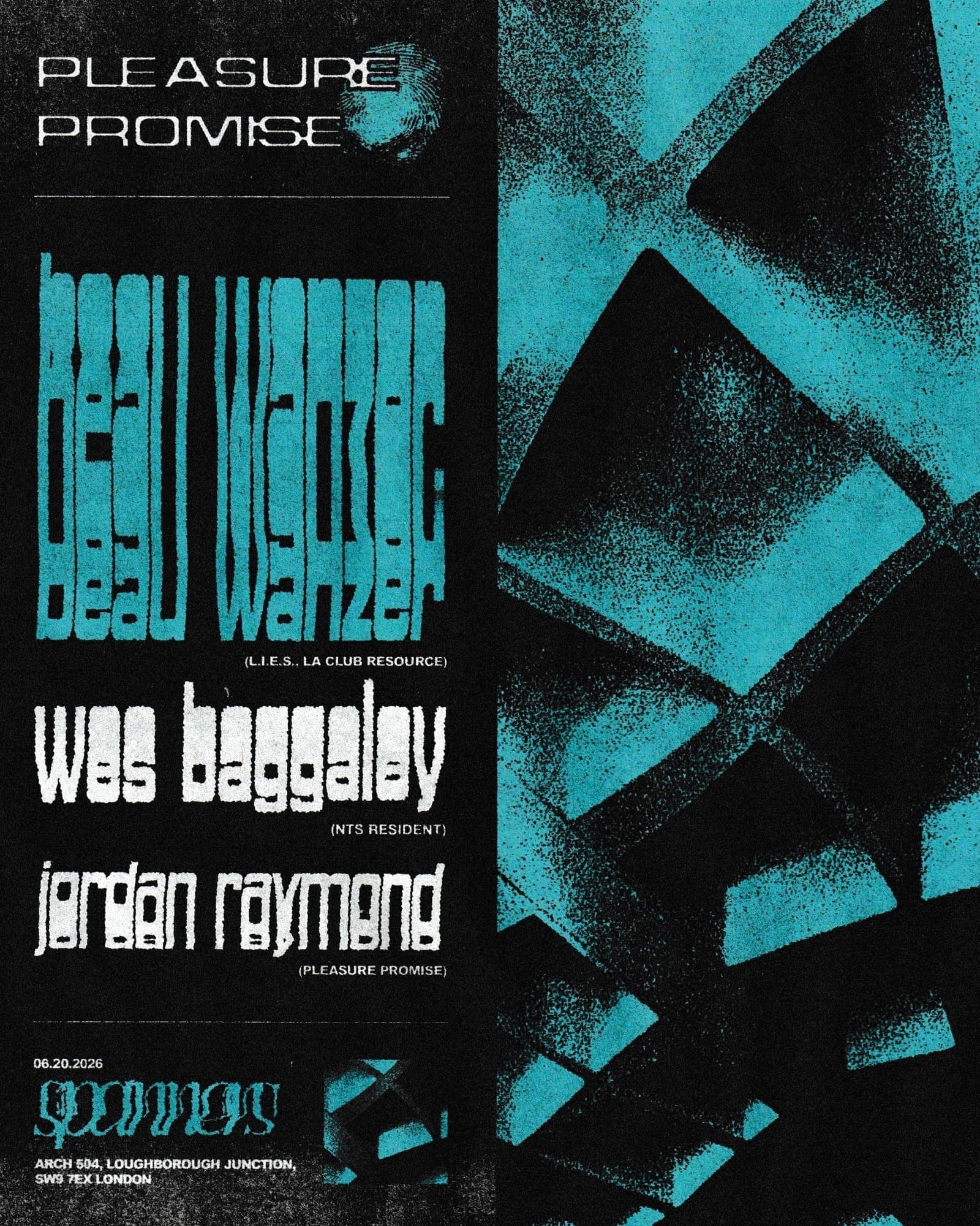 Pleasure Promise presents: Beau Wanzer - Wes Baggaley - Jordan Raymond at Spanners