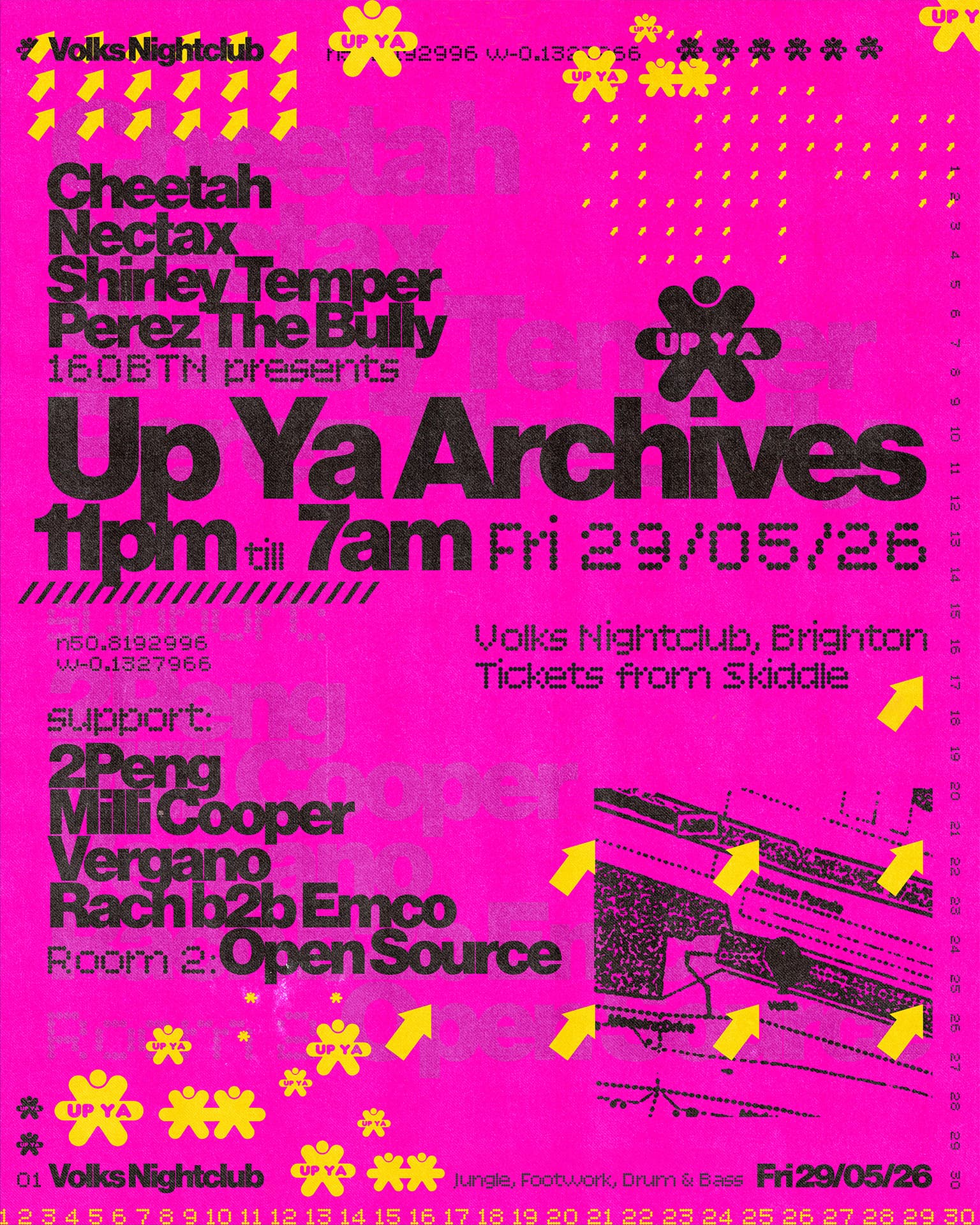 160 Brighton presents: Up Ya Archives - Cheetah, Nectax + more at Volks
