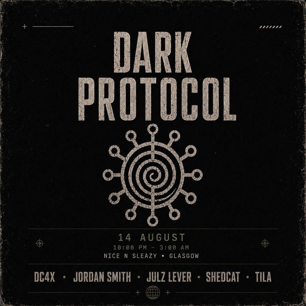 DARK PROTOCOL W Residents / Shedcat / Julz Lever / TiLA at Nice N Sleazy