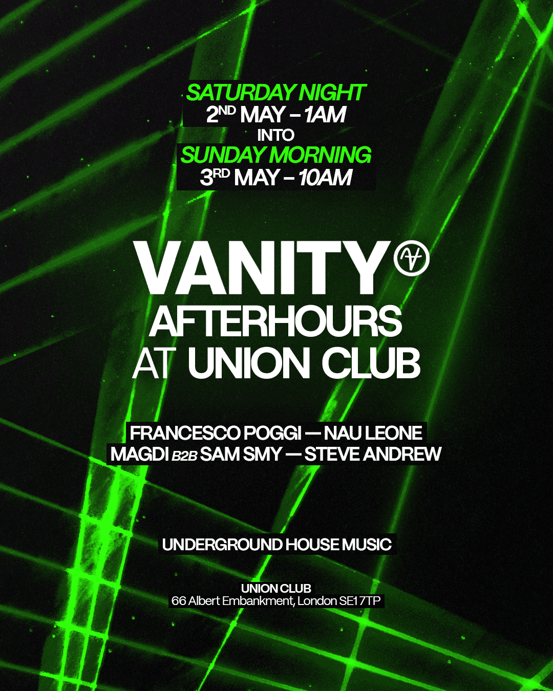 VANITY afterhours edition from 1am till 10am at Union Club Vauxhall