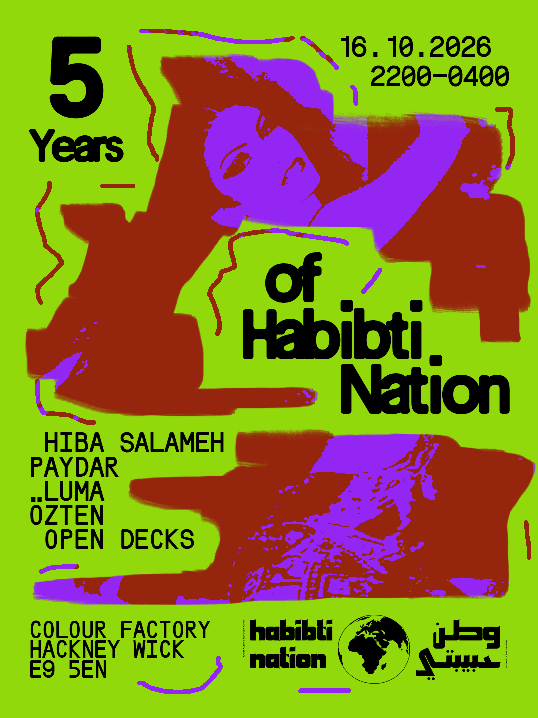 5 Years of Habibti Nation: PAYDAR (UK Debut), Hiba Salameh, LUMA & Özten at Colour Factory London
