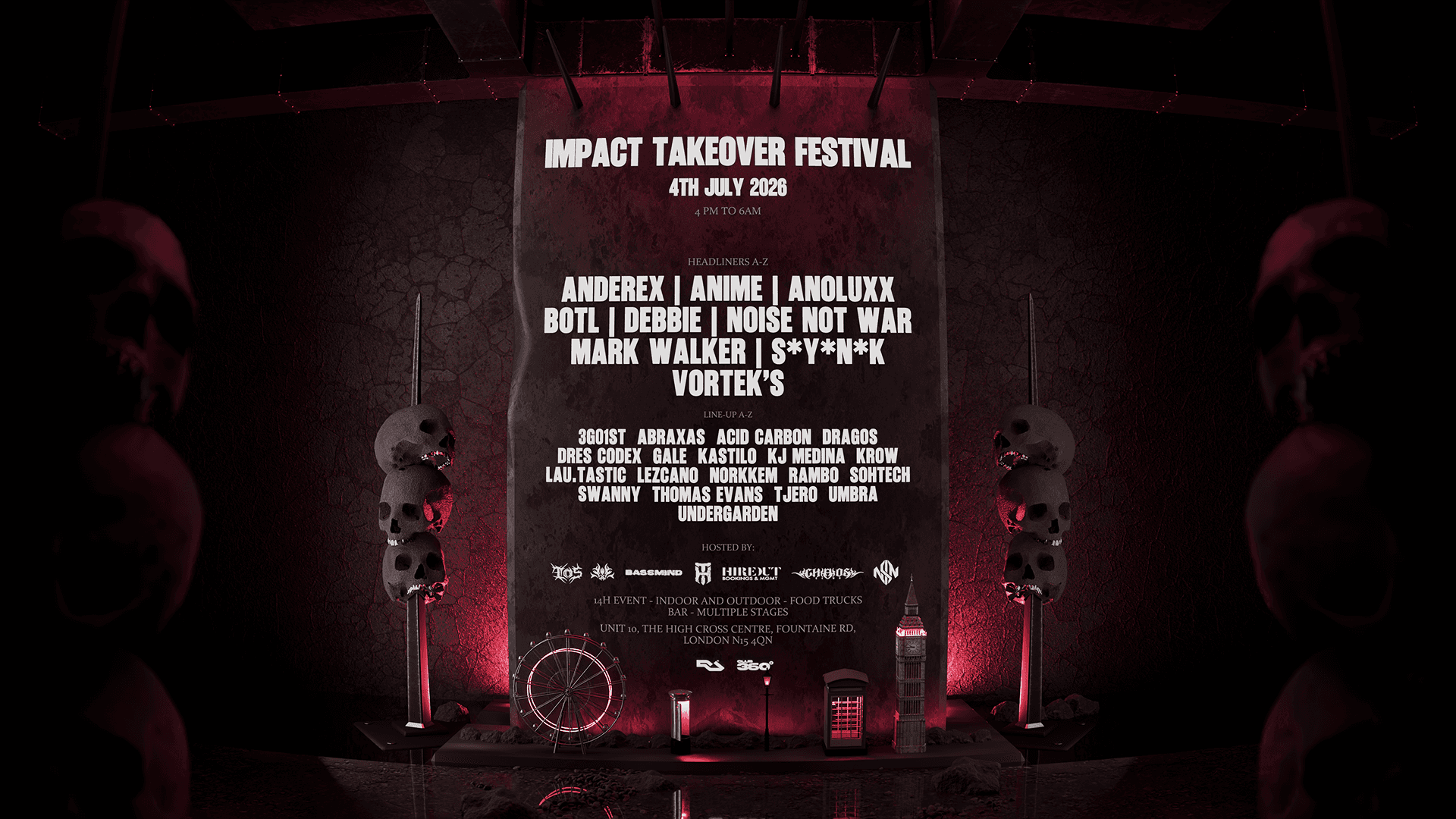 IMPACT TAKEOVER FESTIVAL: 14H OF SOUND - INDOOR AND OUTDOOR at Archives London