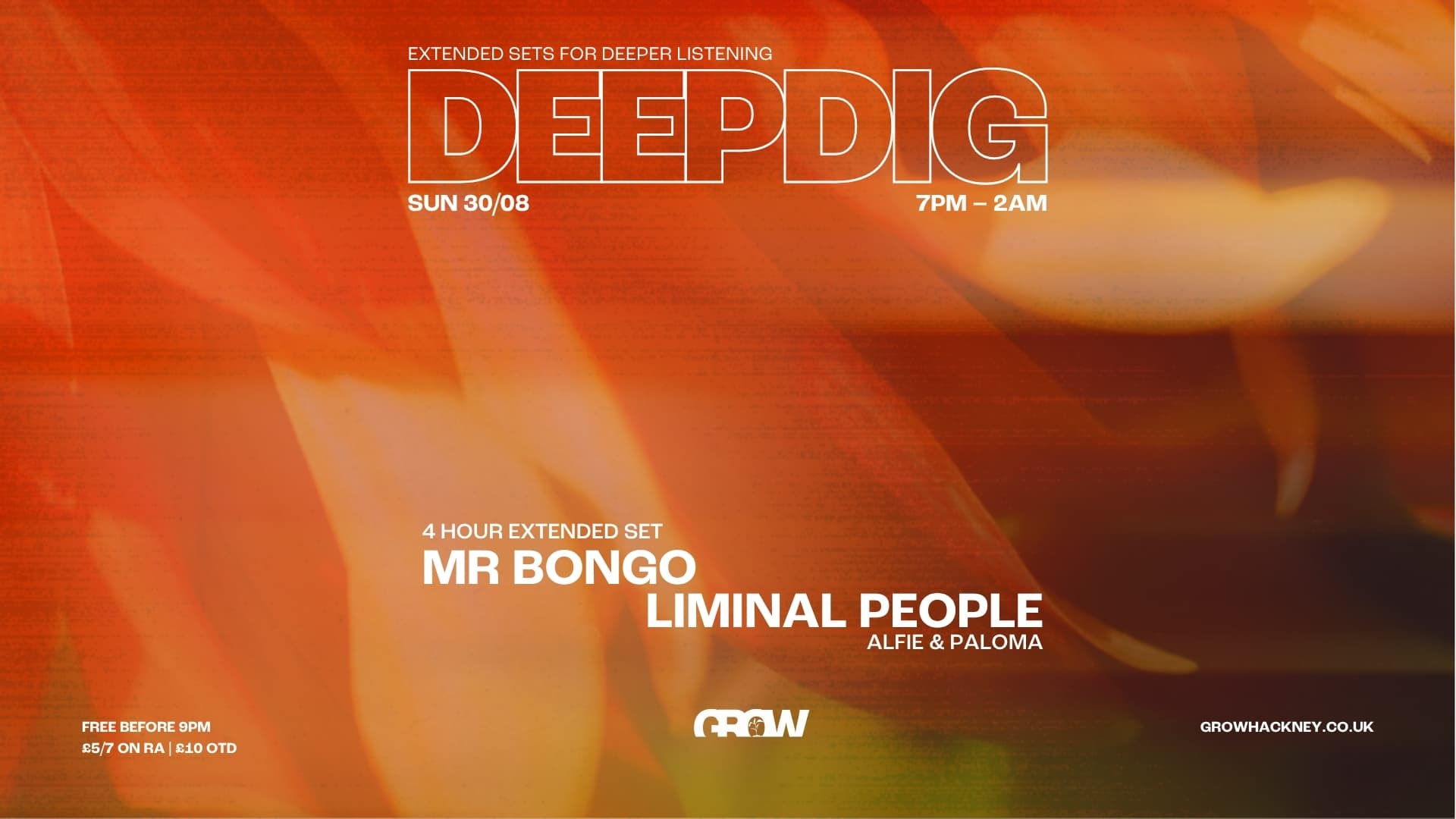 DeepDig Bank Holiday Special: Mr Bongo (4 Hour Set) + Liminal People at The Grow