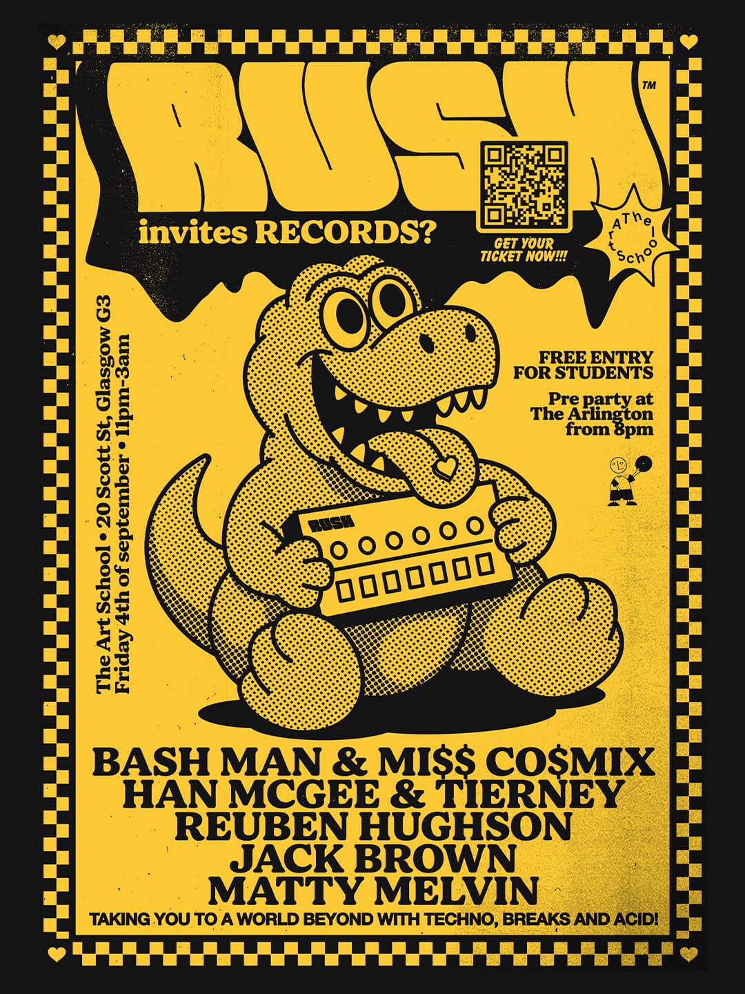 RUSH X RECORDS? (FREE STUDENT TICKETS) at The Art School